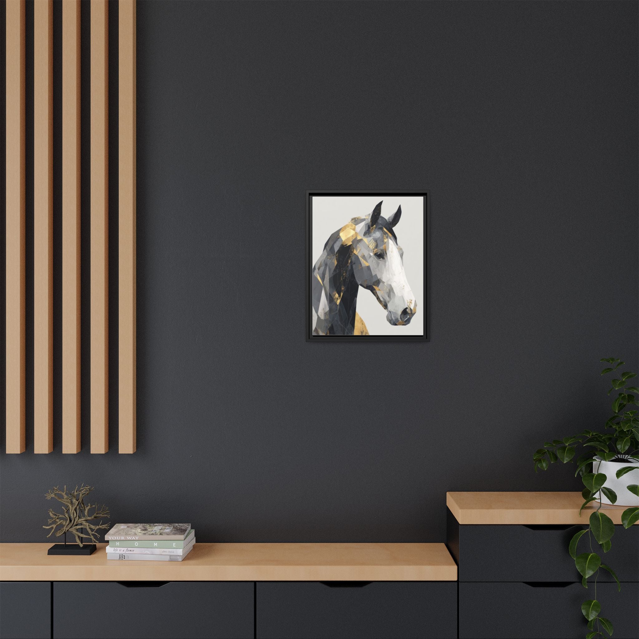 Geometric Stallion: Cubist Equine Art, Modern Metallic Polygonal Design   |  Personalized & Custom Orders Available