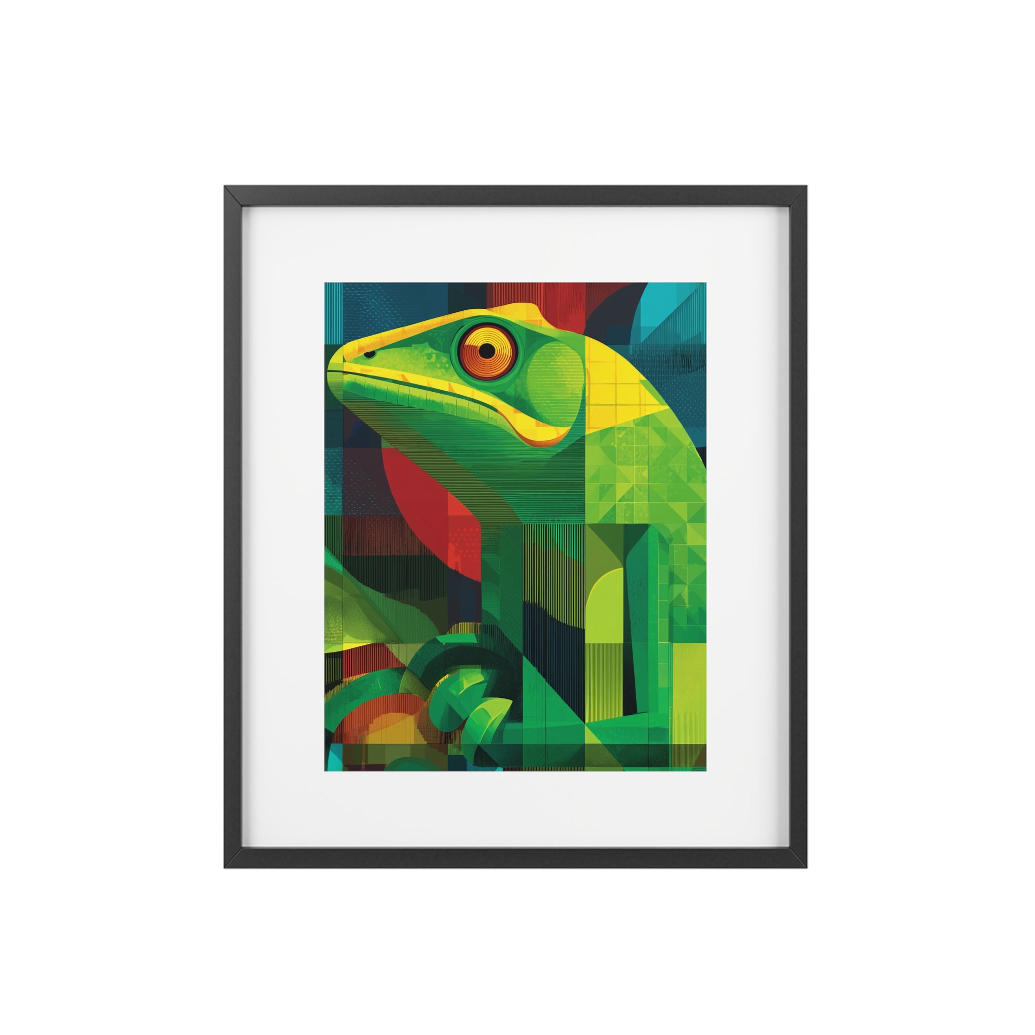 Vibrant Chameleon Lizard Art Framed Poster, Colorful Wall Decor, Nature-Inspired Home Decor, Unique Gift for Animal Lovers, Modern Art Print