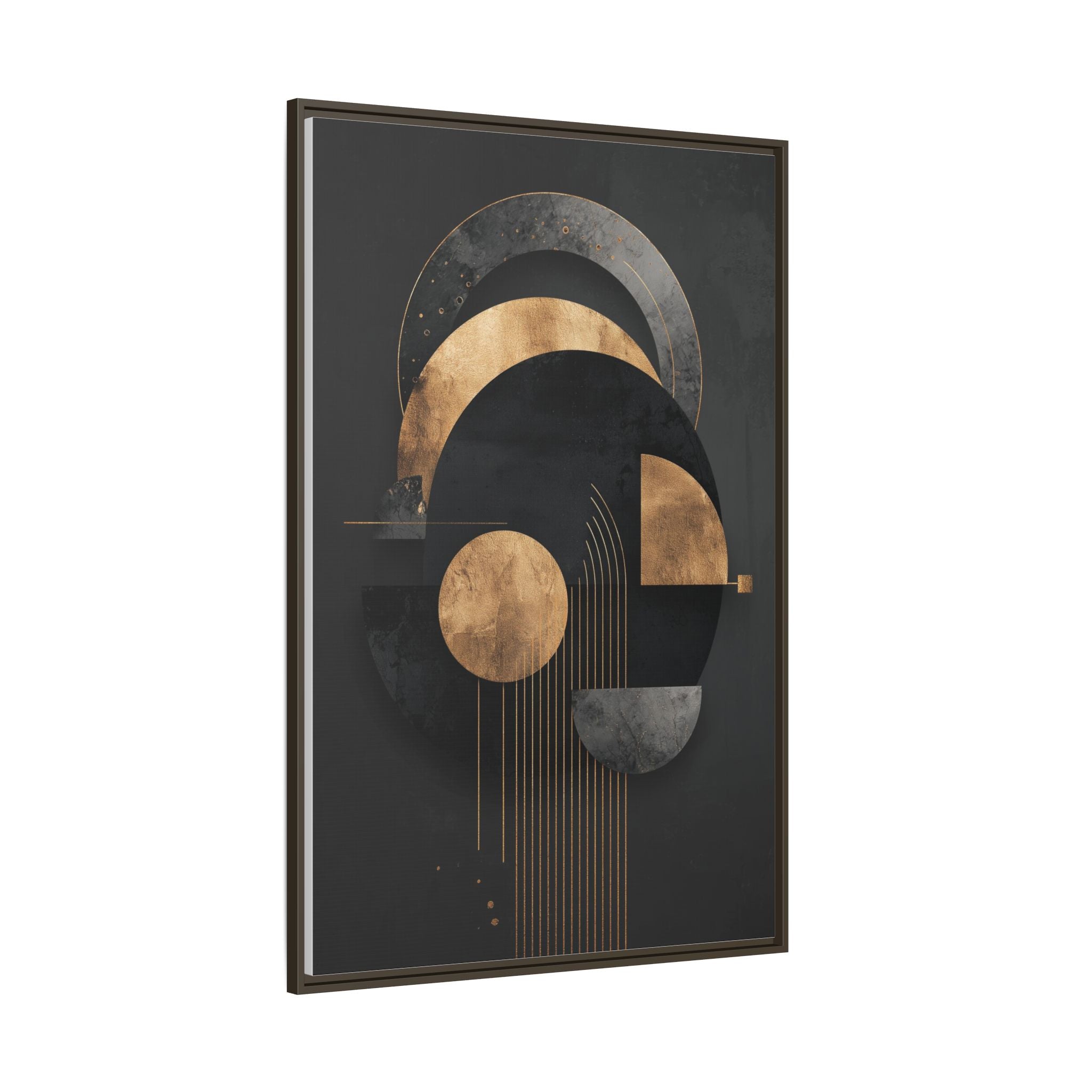 Geometric Resonance: Abstract Gold and Black Design, Minimalist Architectural Art, Modern Metallic Composition   |   Custom Orders Accepted