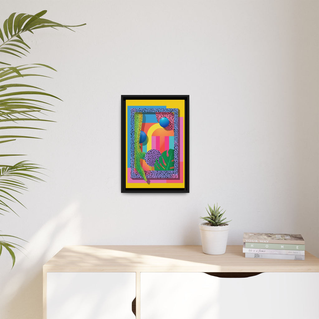 Geometric Rhythms: Abstract Layers of Color, Dimensional Shapes and Tropical Elements, Vibrant Modern Art Composition   |   Custom Orders