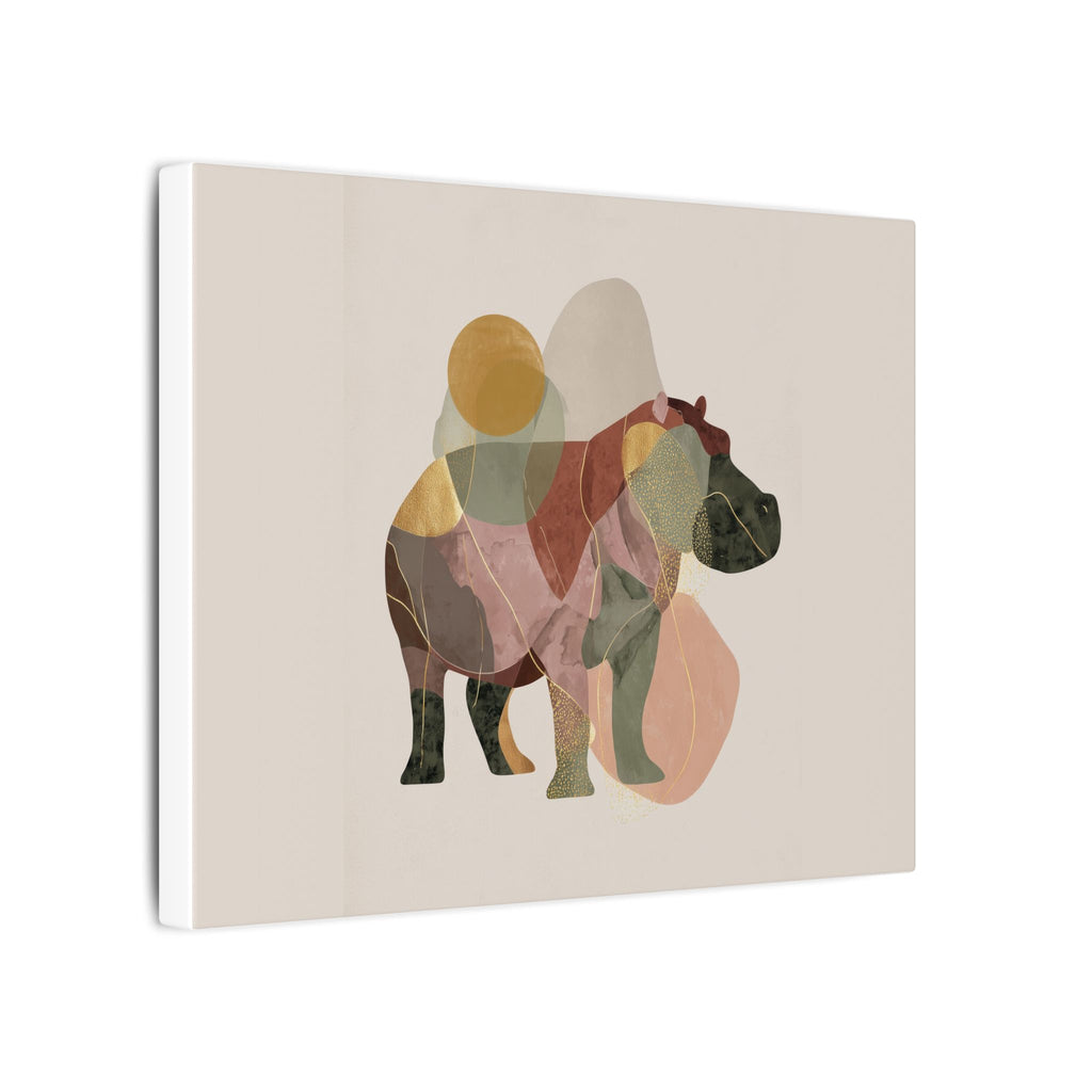Fragmented Hippo: Geometric Abstraction, Earthy Mosaic Composition   |    Custom Orders Available