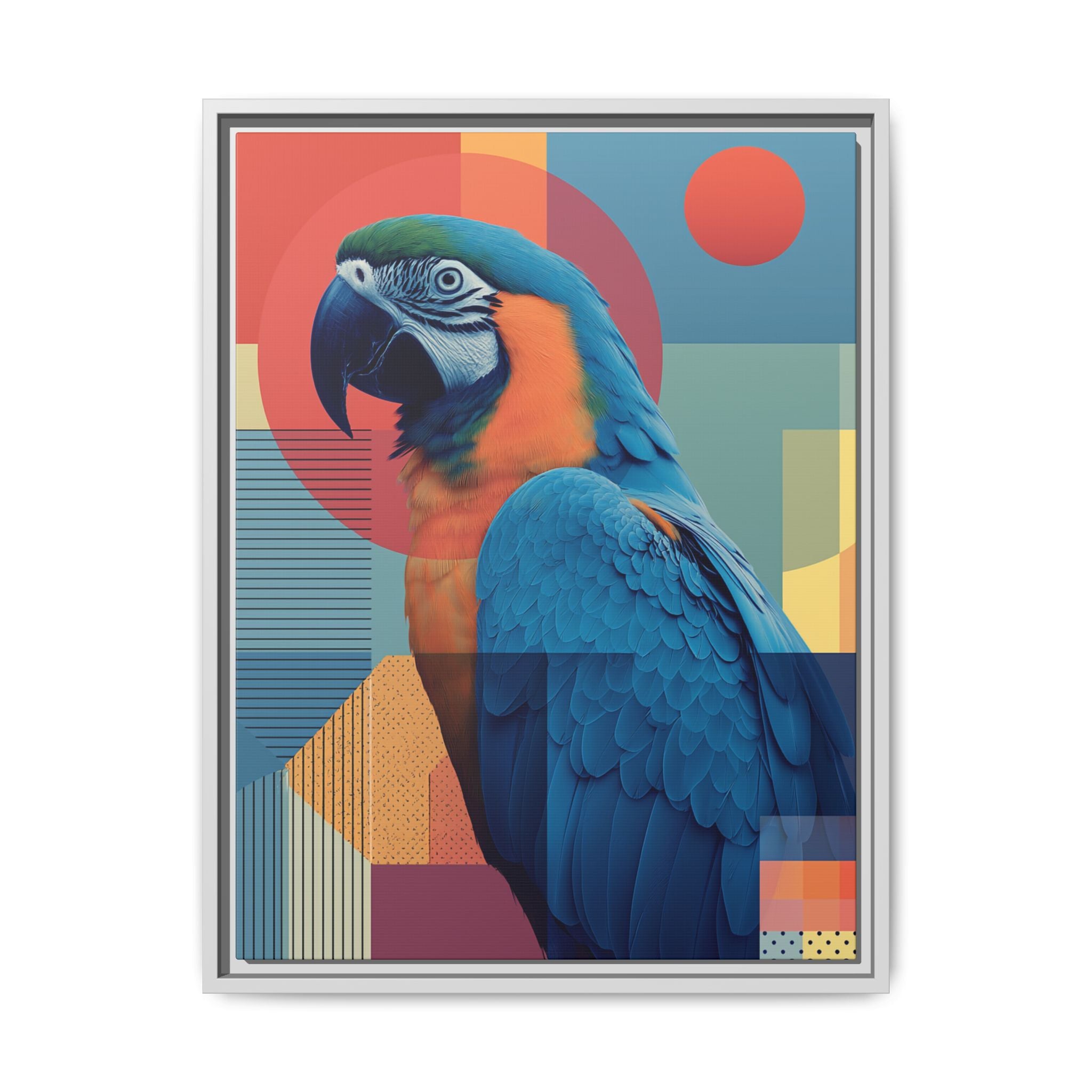 Macaw Geometric Framed Print : Mid-Century Modern Bird Art, Tropical Parrot Print   |  Personalized & Custom Orders Available