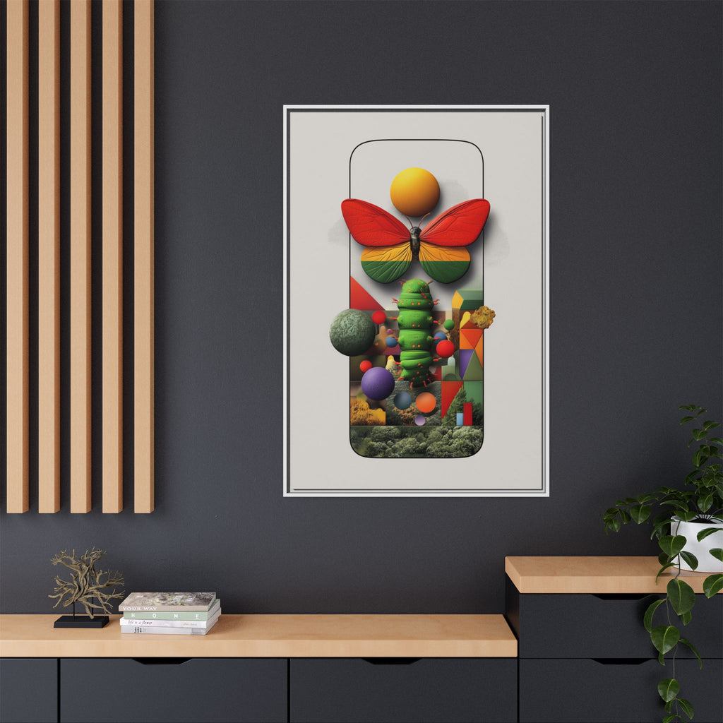 Metamorphosis Framed Print : Geometric Nature Transformation, Vibrant Butterfly Composition   |  Personalized & Custom Orders Available