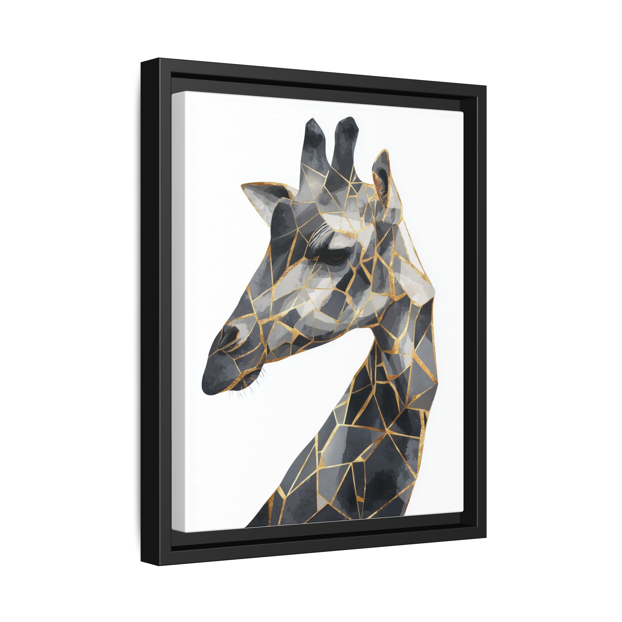 Geometric Giraffe Framed Print : Modern Mosaic Wildlife Art, Contemporary Golden Fragments   |  Personalized & Custom Orders Available