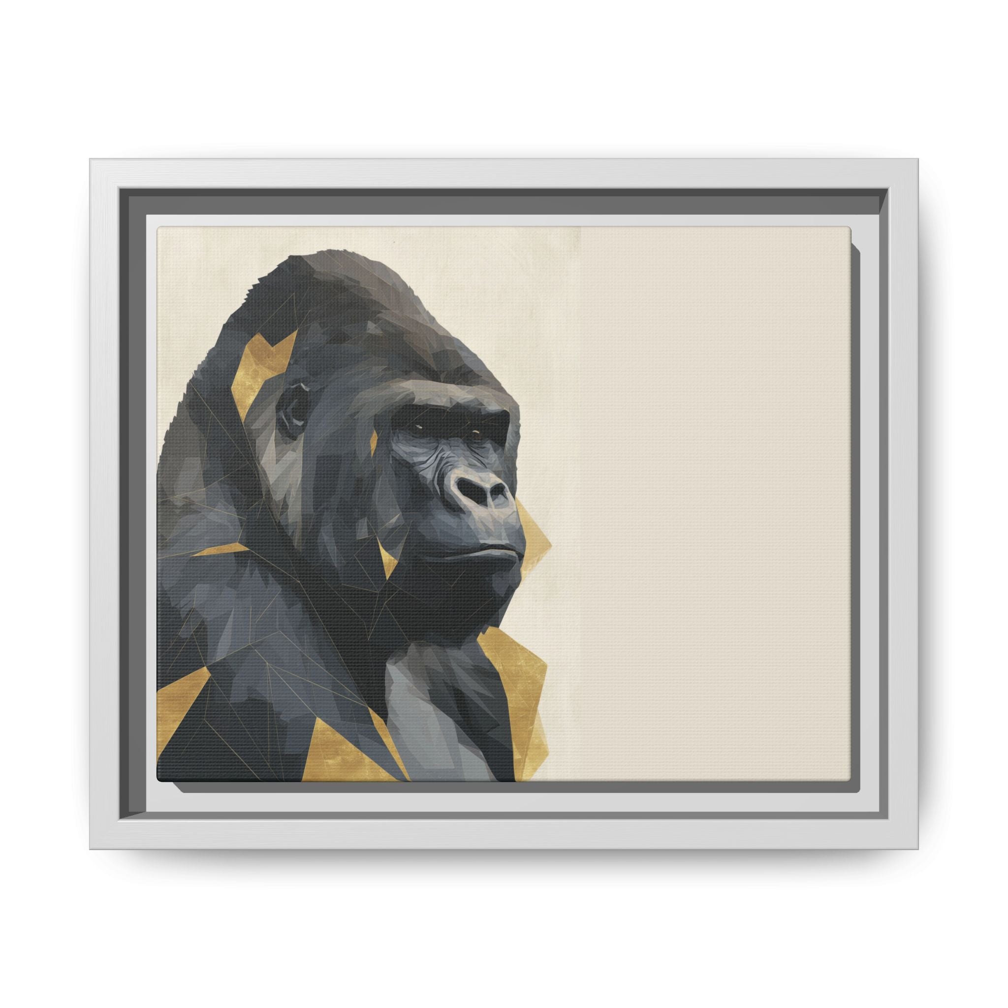 Primal Geometry: Polygonal Gorilla Portrait, Modern Metallic Wildlife Art   |  Personalized & Custom Orders Available