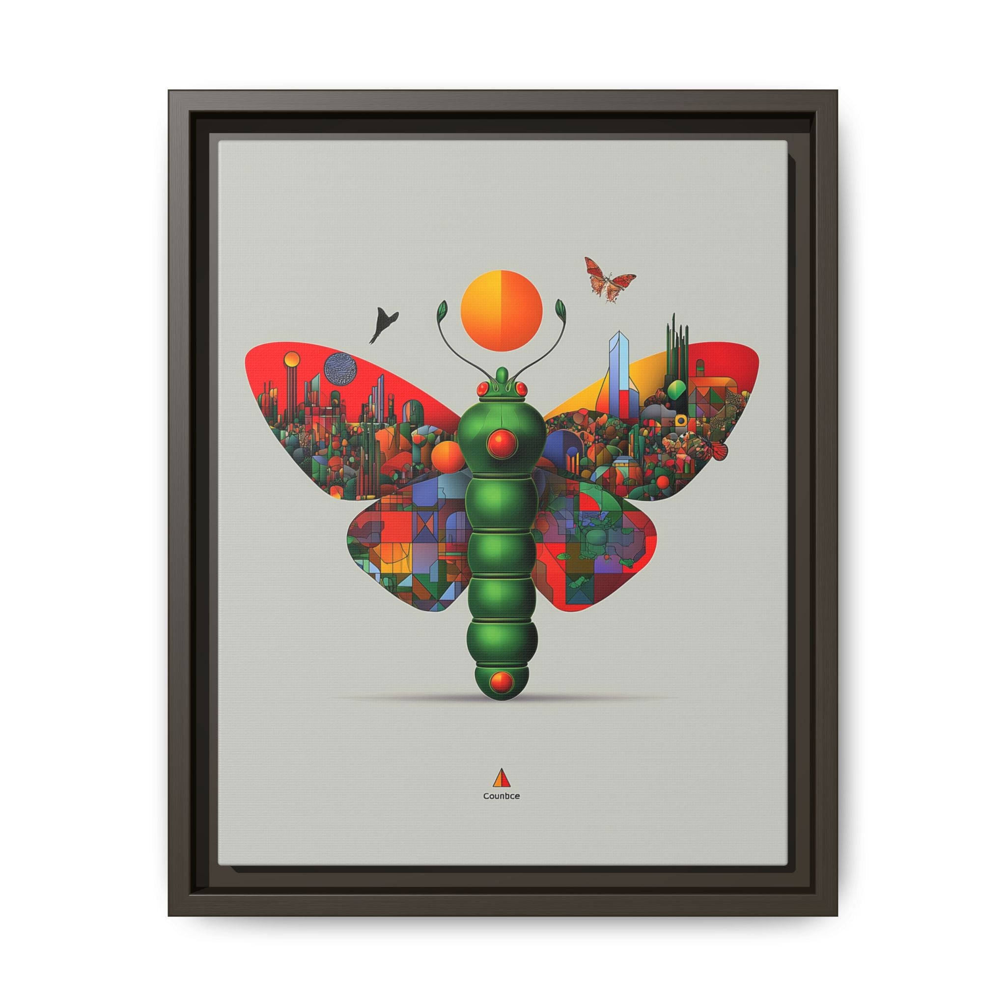 Urban Metamorphosis Framed Print: Geometric Cityscape Butterfly, Digital Surrealism Collage   |  Custom Orders Available