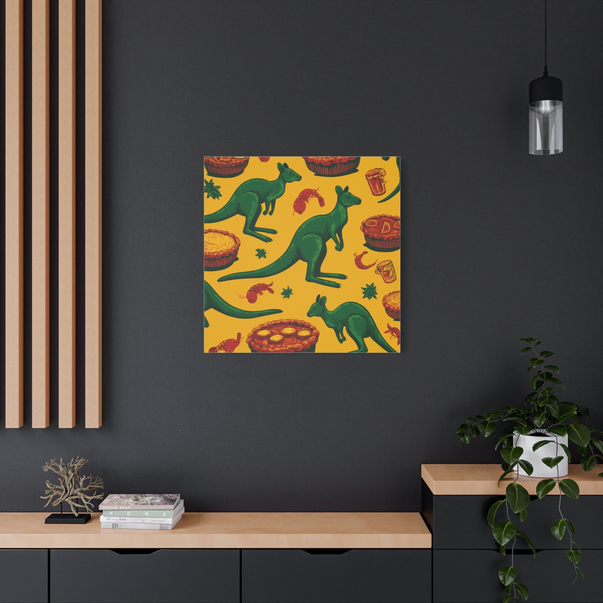 Kangaroo Canvas Wall Art, Vibrant Animal Decor, Unique Gift for Nature Lovers, Fun Kitchen Wall Hanging, Australian Themed Art
