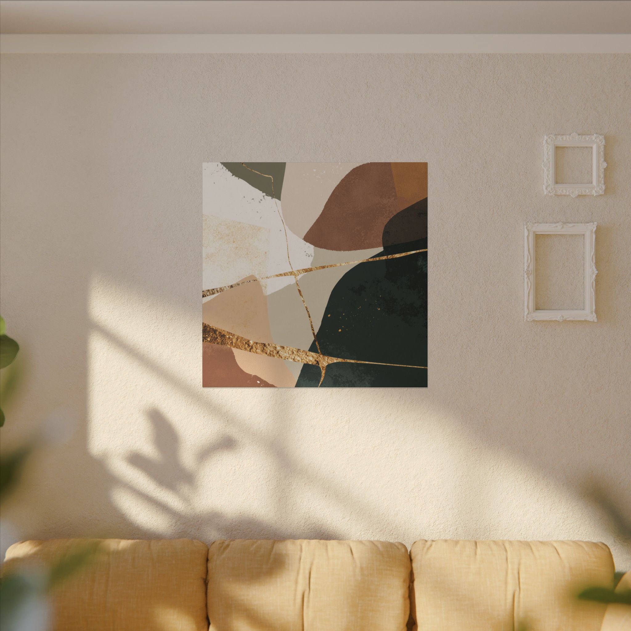 Canvas Print, Abstract Earthy Gold Wall Art, Modern Designer Home Decor, Stretched Matte Canvas; Thick, Multi-Size, Office Decor