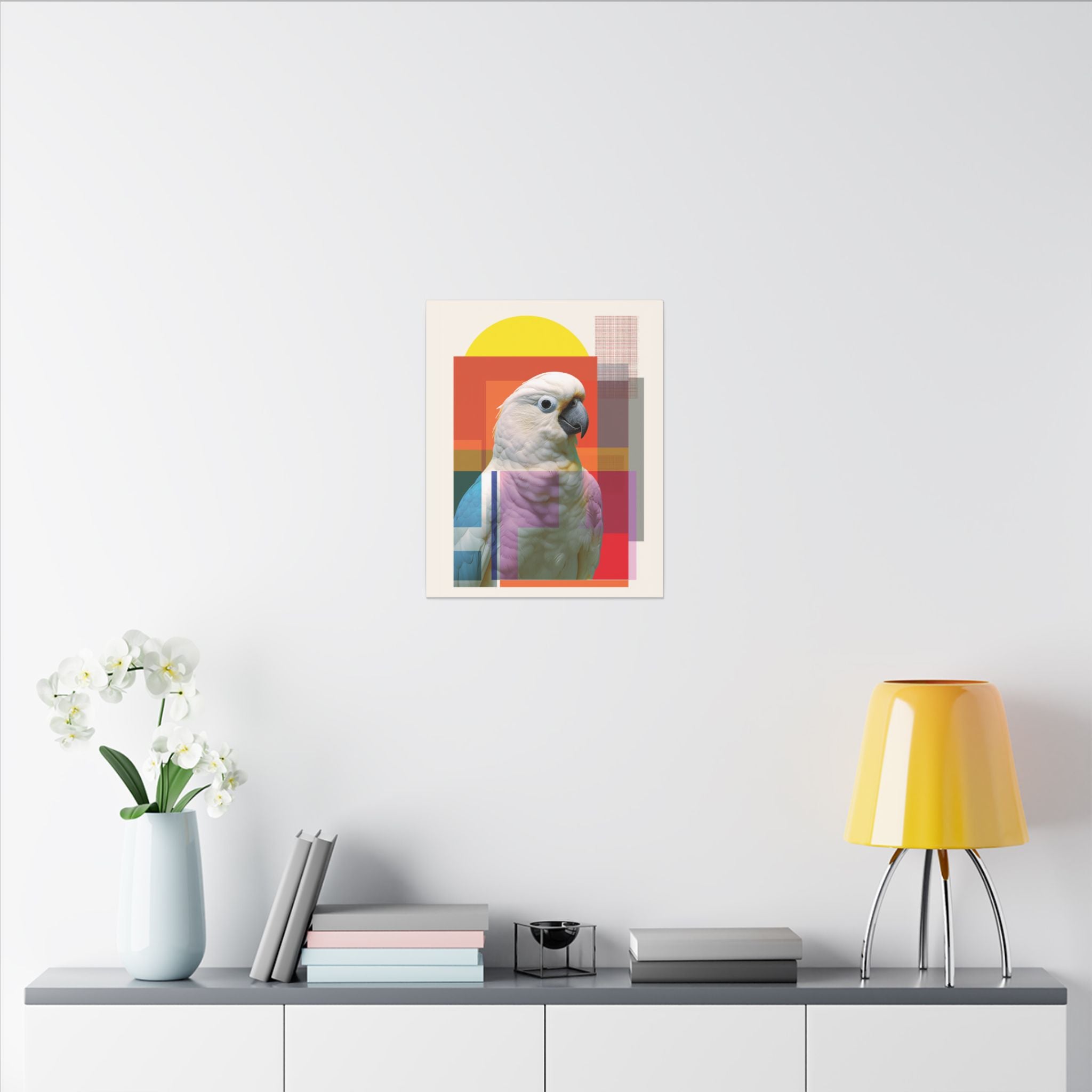 Geometric Cockatoo: Bold Abstract Wildlife Art, Contemporary Avian Print   |    Custom Orders Available