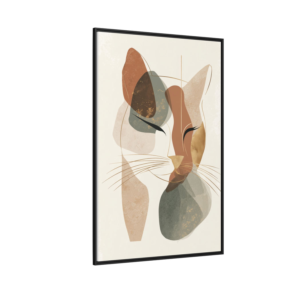Feline Geometry: Abstract Cat Portrait, Minimalist Earth Tones   |  Personalized & Custom Orders Available