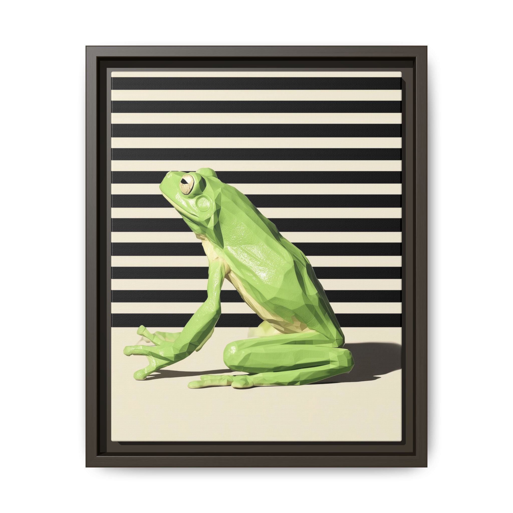 Geometric Frog Framed Print : Low-Poly Amphibian Design, Contemporary Minimalist Art   |  Personalized & Custom Orders Available