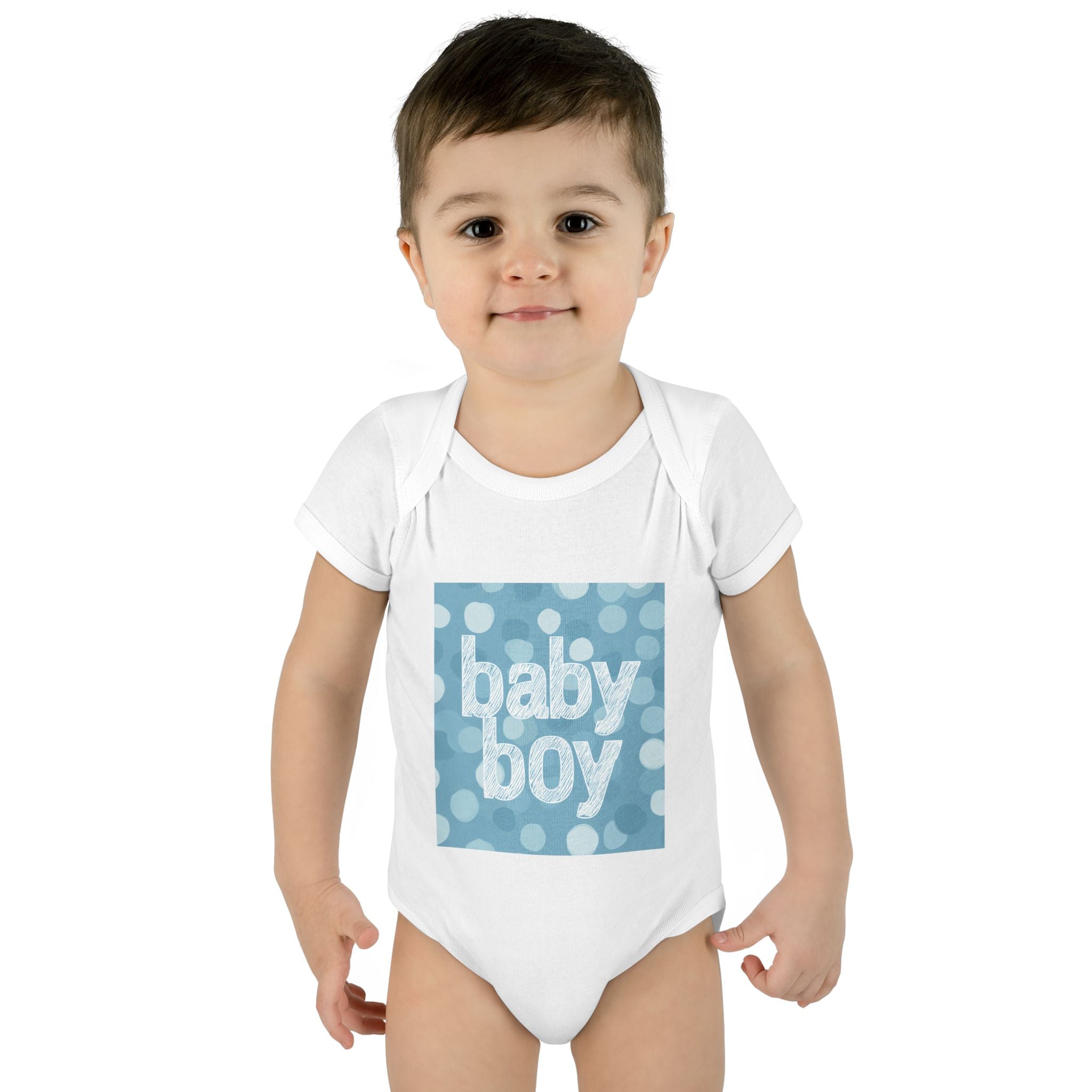 Baby Boy Bodysuit – Blue Polka Dot Infant Onesie