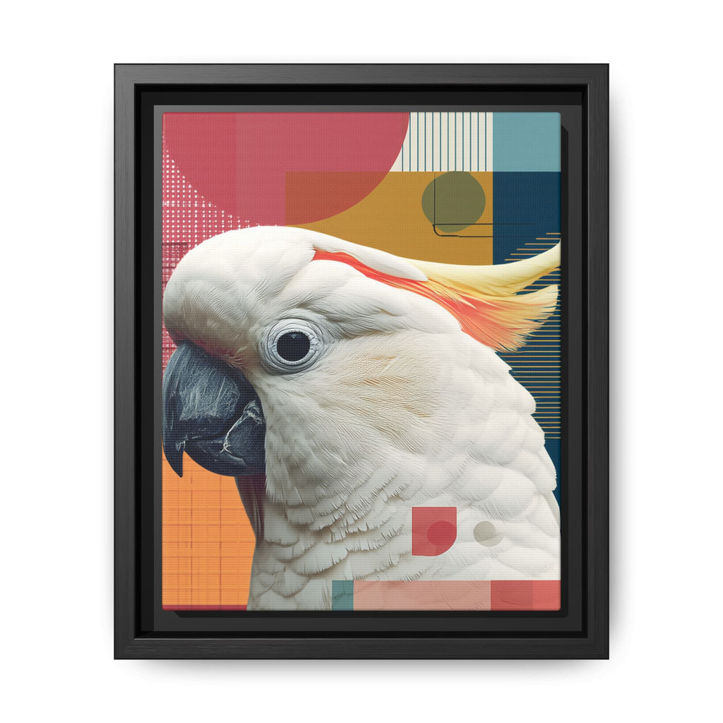 Framed Print, Cockatoo Abstract Geometric Wall Art, Matte Canvas, Colorful Bird Poster, Modern Home Decor, Tropical Animal Painting, Unique