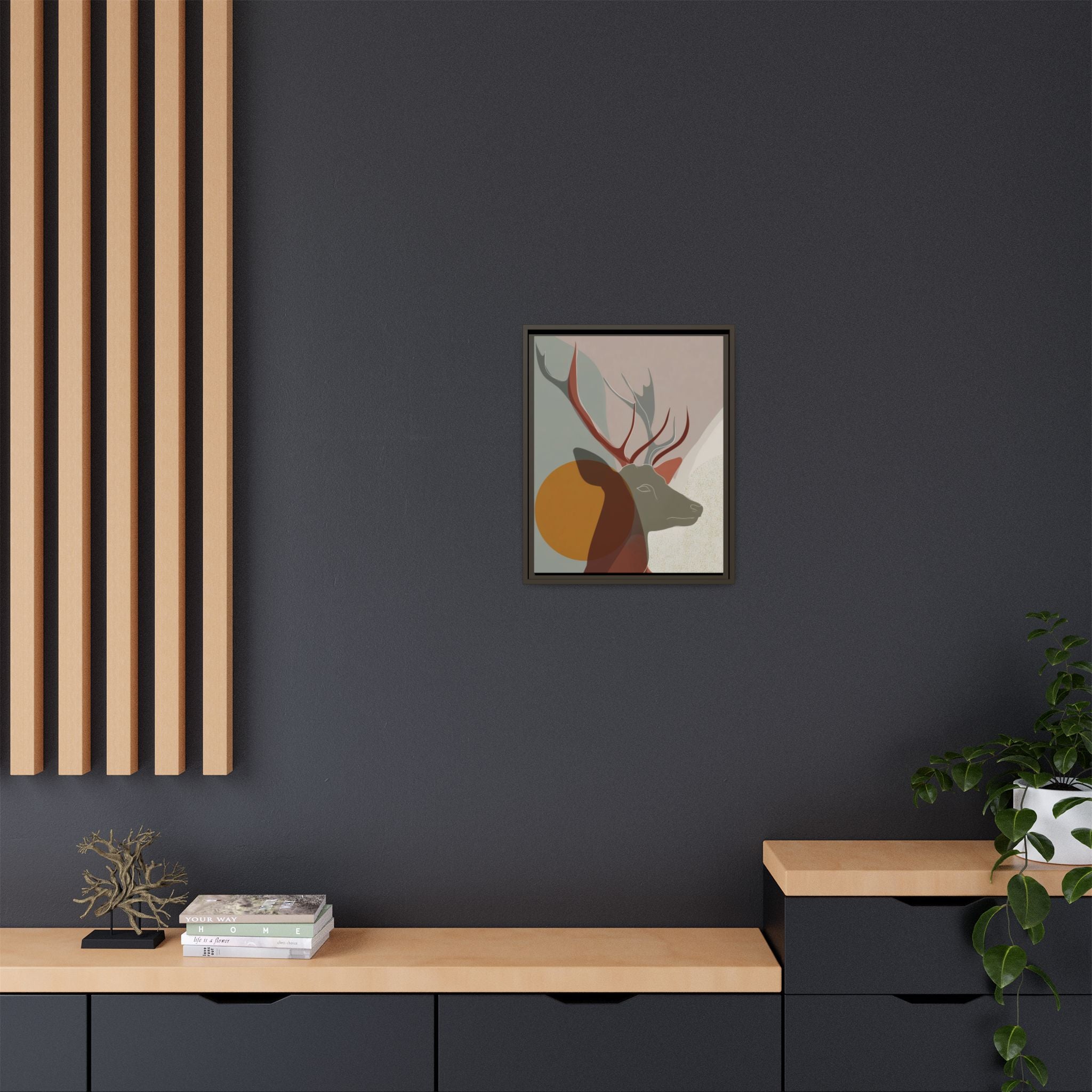 Rustic Reverie Framed Print : Minimalist Deer Profile, Contemporary Graphic Art Print   |  Personalized & Custom Orders Available