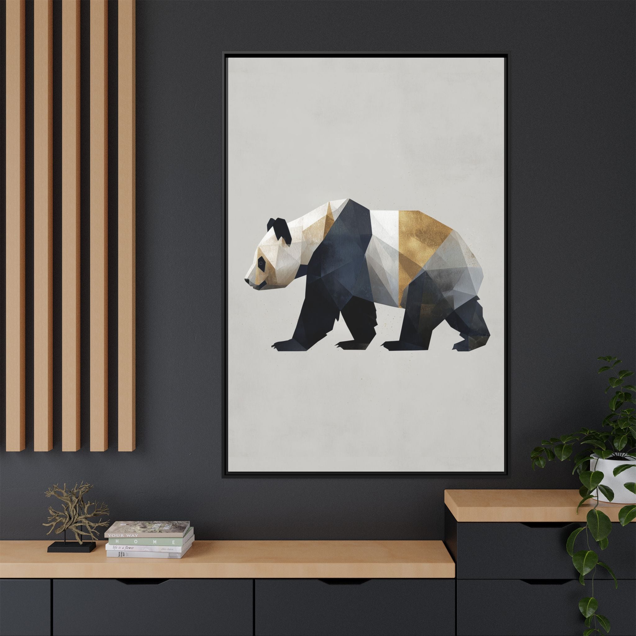 Geometric Panda: Low-Poly Digital Art, Metallic Contemporary Design   |  Personalized & Custom Orders Available