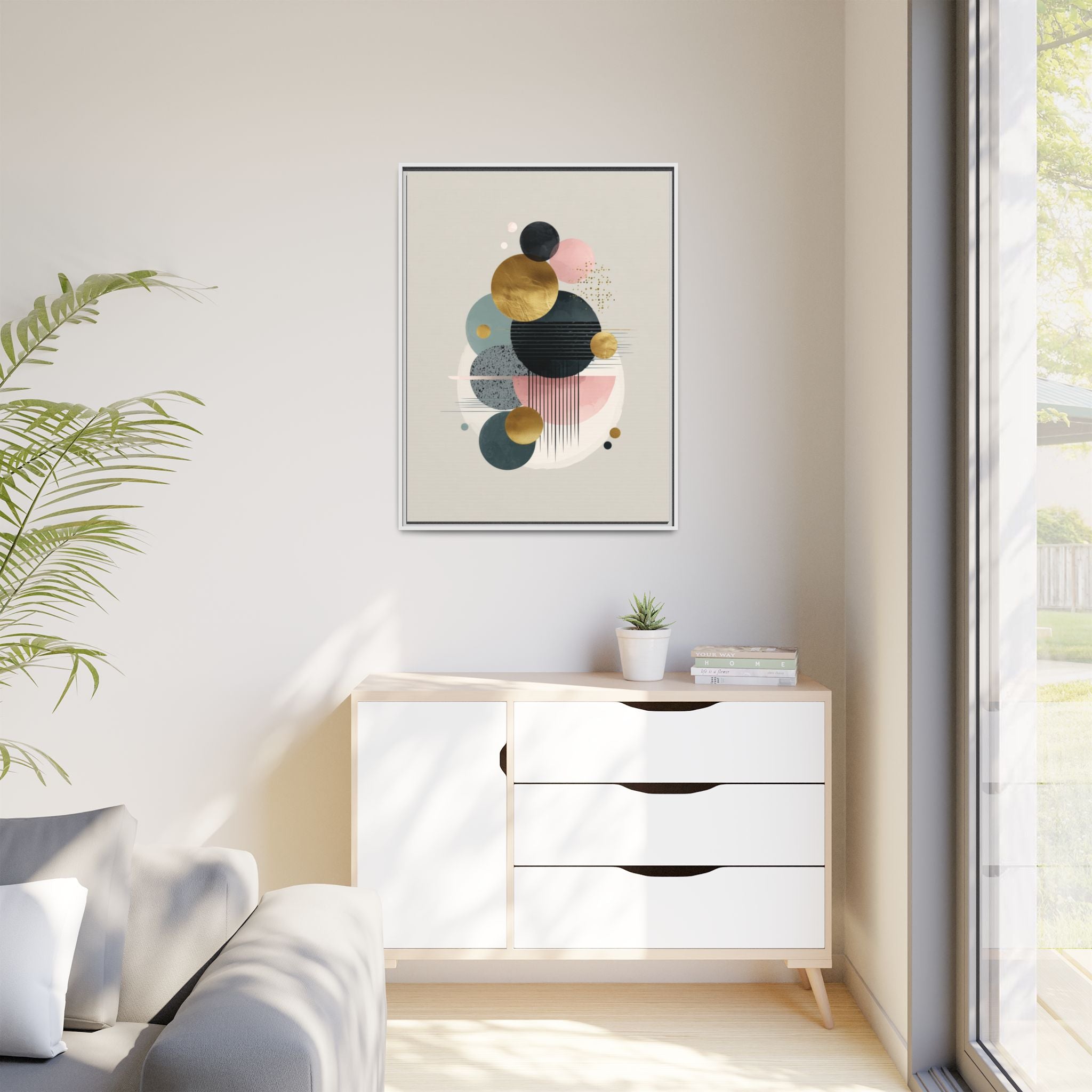 Geometric Harmony: Intersecting Circles, Mid-Century Modern Design, Abstract Metallic Composition   |   Custom Orders Accepted