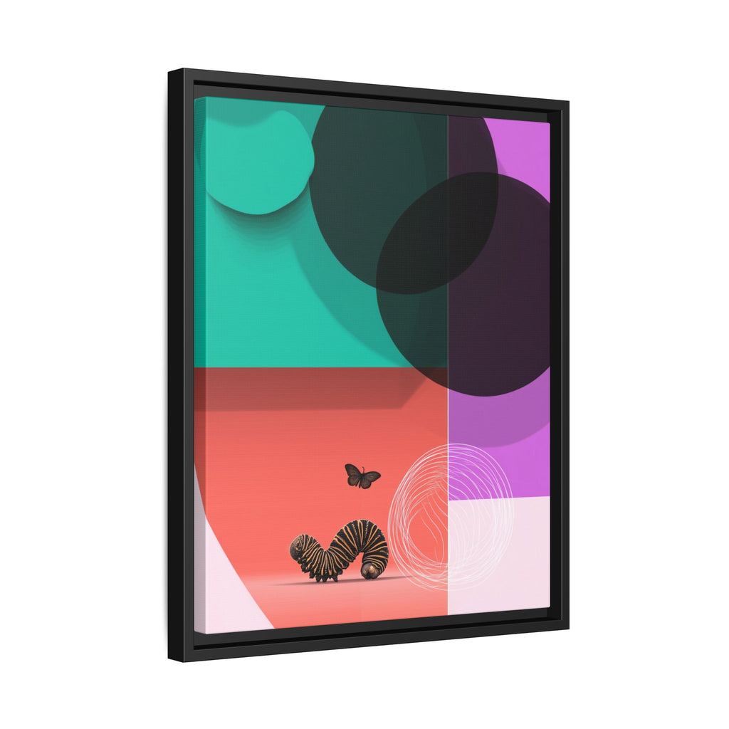 Striped Caterpillar and Butterfly Framed Print , Mid-Century Modern Color Blocks   |  Personalized & Custom Orders Available