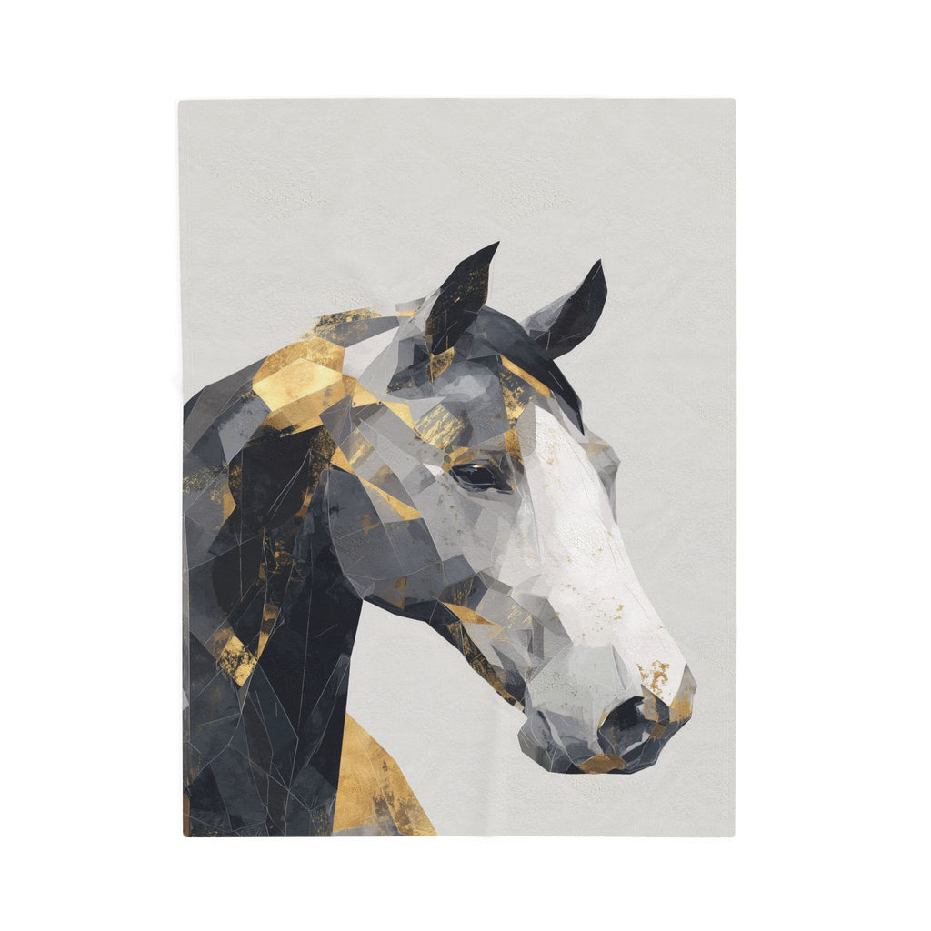 Geometric Equine Elegance: Cubist Horse Portrait, Angular Modern Art, Metallic Gold Contemporary Design   |  Personalized & Custom Orders