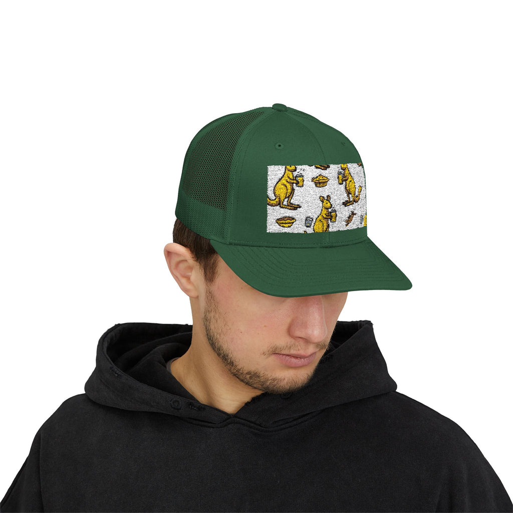 Kangaroo Pattern Snapback Cap, Fun Trucker Hat, Casual Summer Accessory, Gift for Animal Lovers, Unique Outdoor Wear