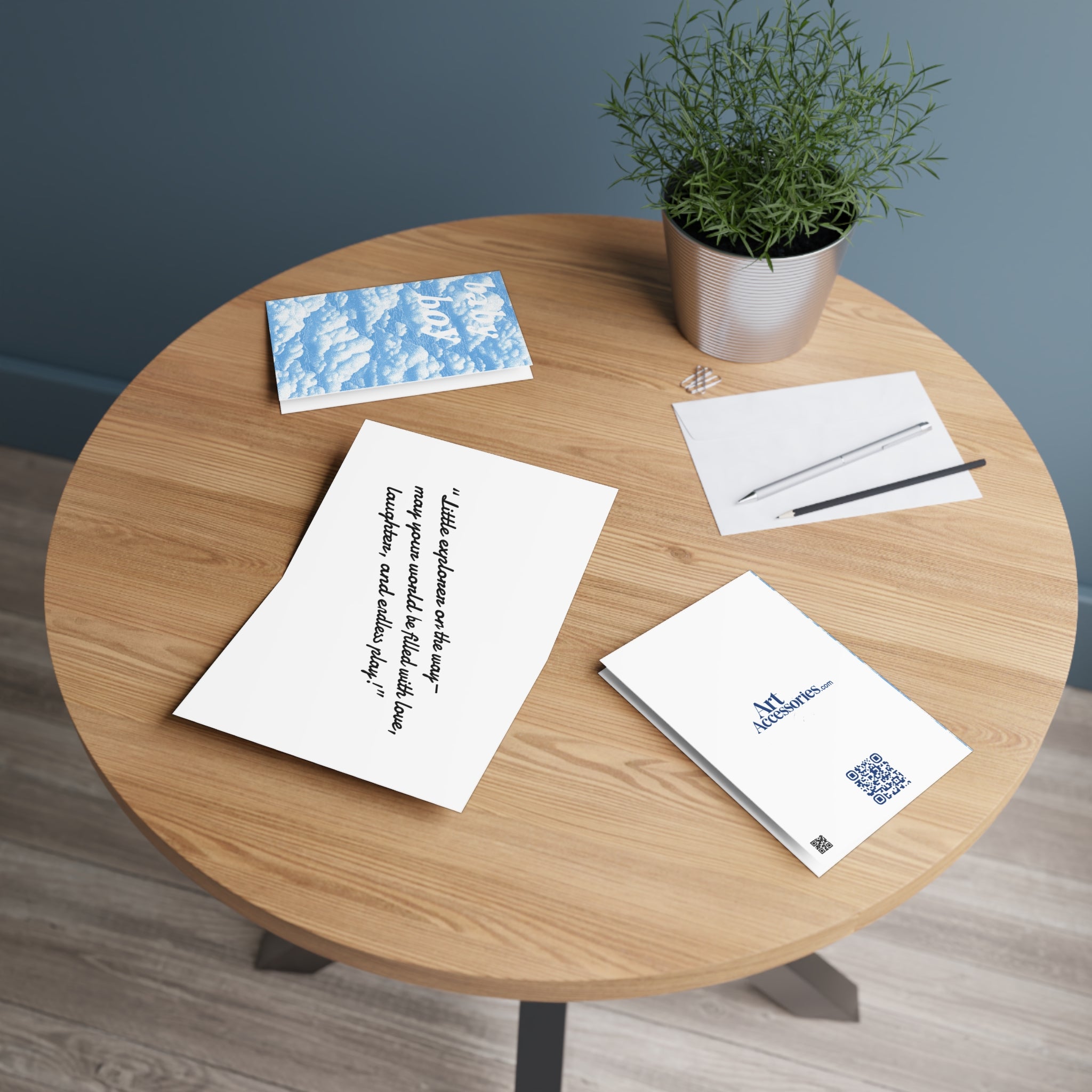 Blue Cloud 'baby boy' Greeting Card — New Baby Card for Boys