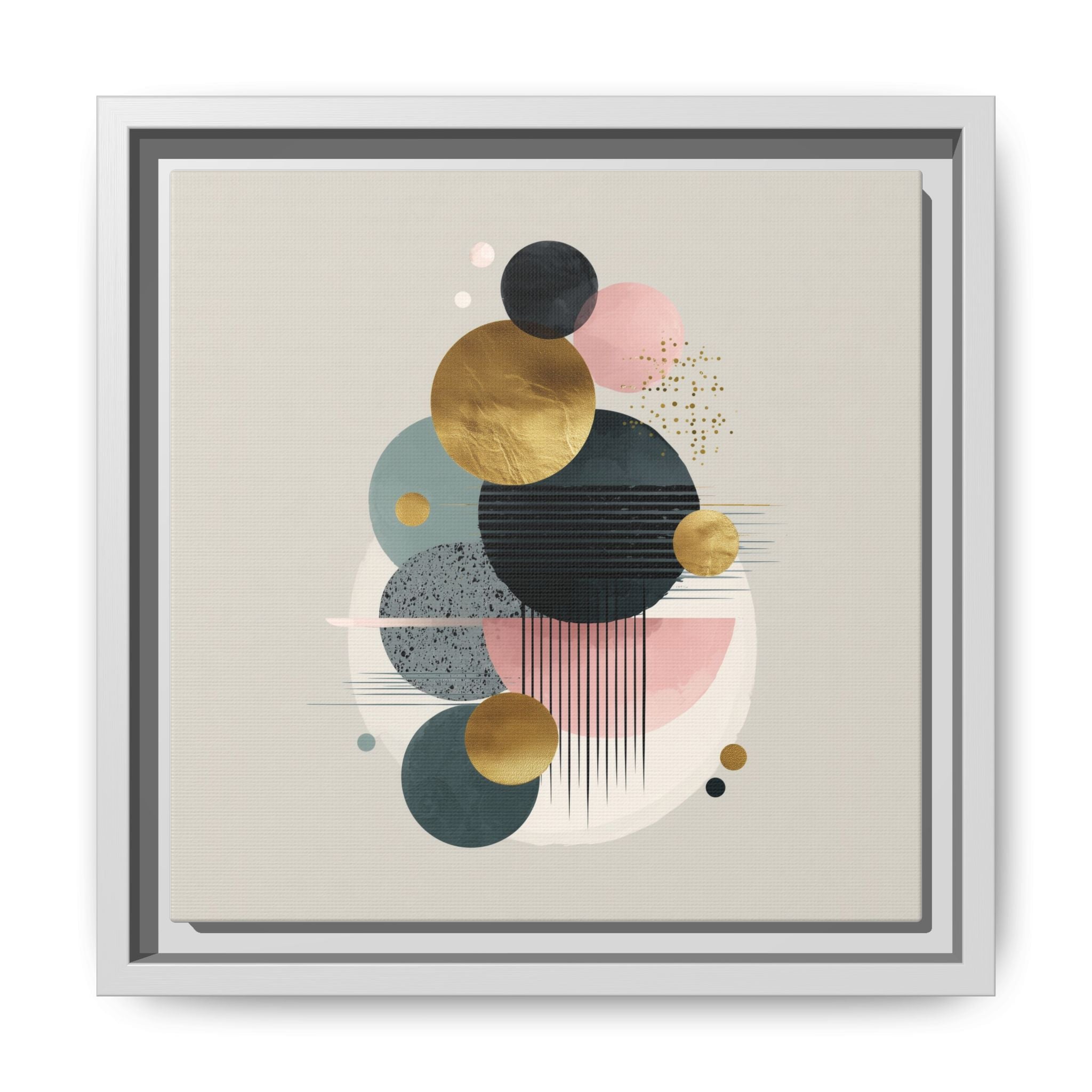 Geometric Harmony: Intersecting Circles, Mid-Century Modern Design, Abstract Metallic Composition   |   Custom Orders Accepted