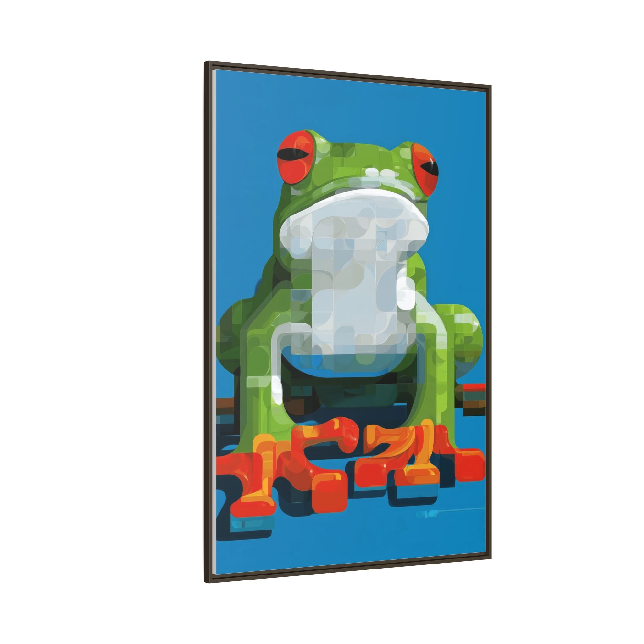 Mosaic Amphibian: Geometric Frog Portrait, Digital Pixel Art Illustration   |    Custom Orders Available