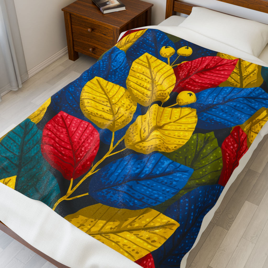 Foliage Fusion Quilt Doona Duvet Cover : Botanical Graphic Design, Vibrant Leaf Composition   |   Custom Orders Accepted