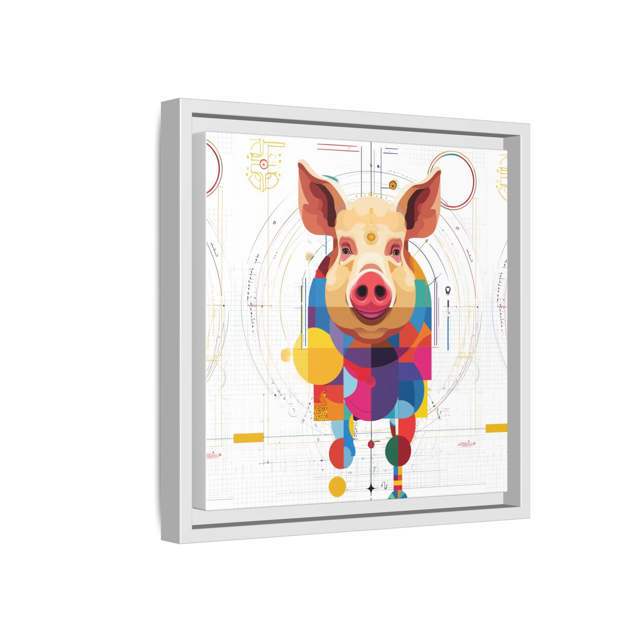 Geometric Pig: Digital Cubist Portrait, Mathematical Animal Abstraction   |    Custom Orders Available