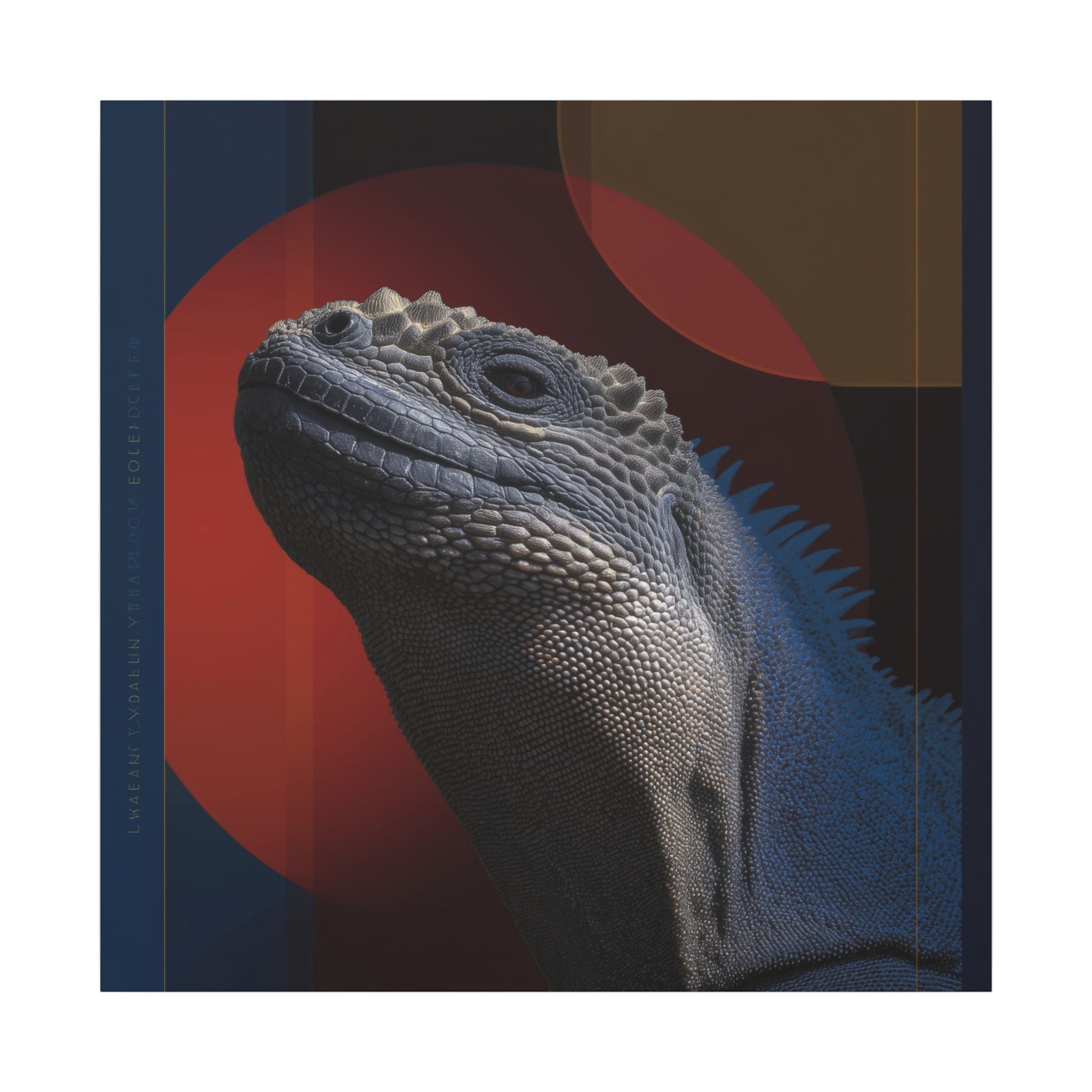 Marine Iguana Canvas: Reptilian Portrait, Digital Naturalism   |    Custom Orders Available