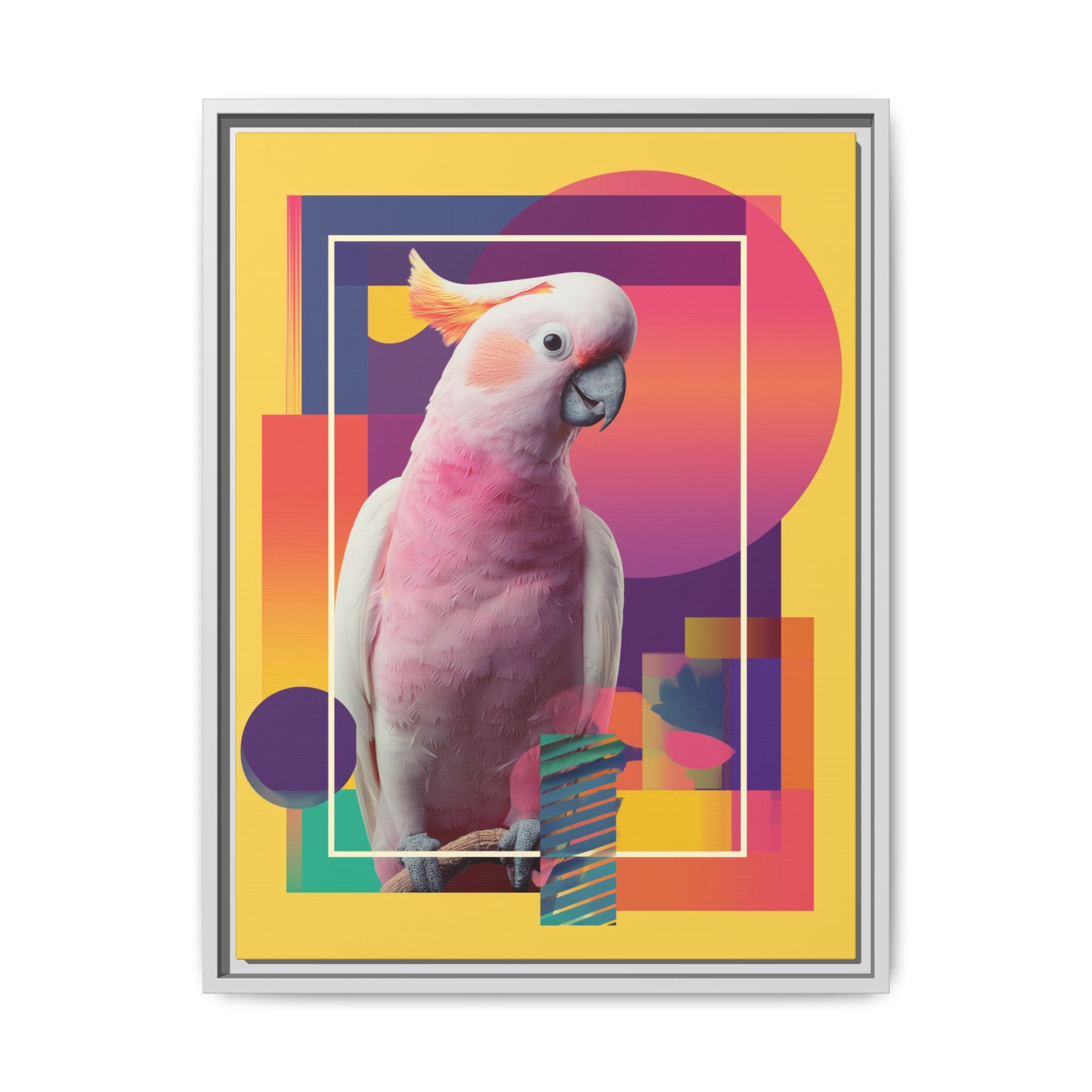 Geometric Cockatoo Composition: Moluccan Parrot Portrait, Modern Abstract Design   |    Custom Orders Available