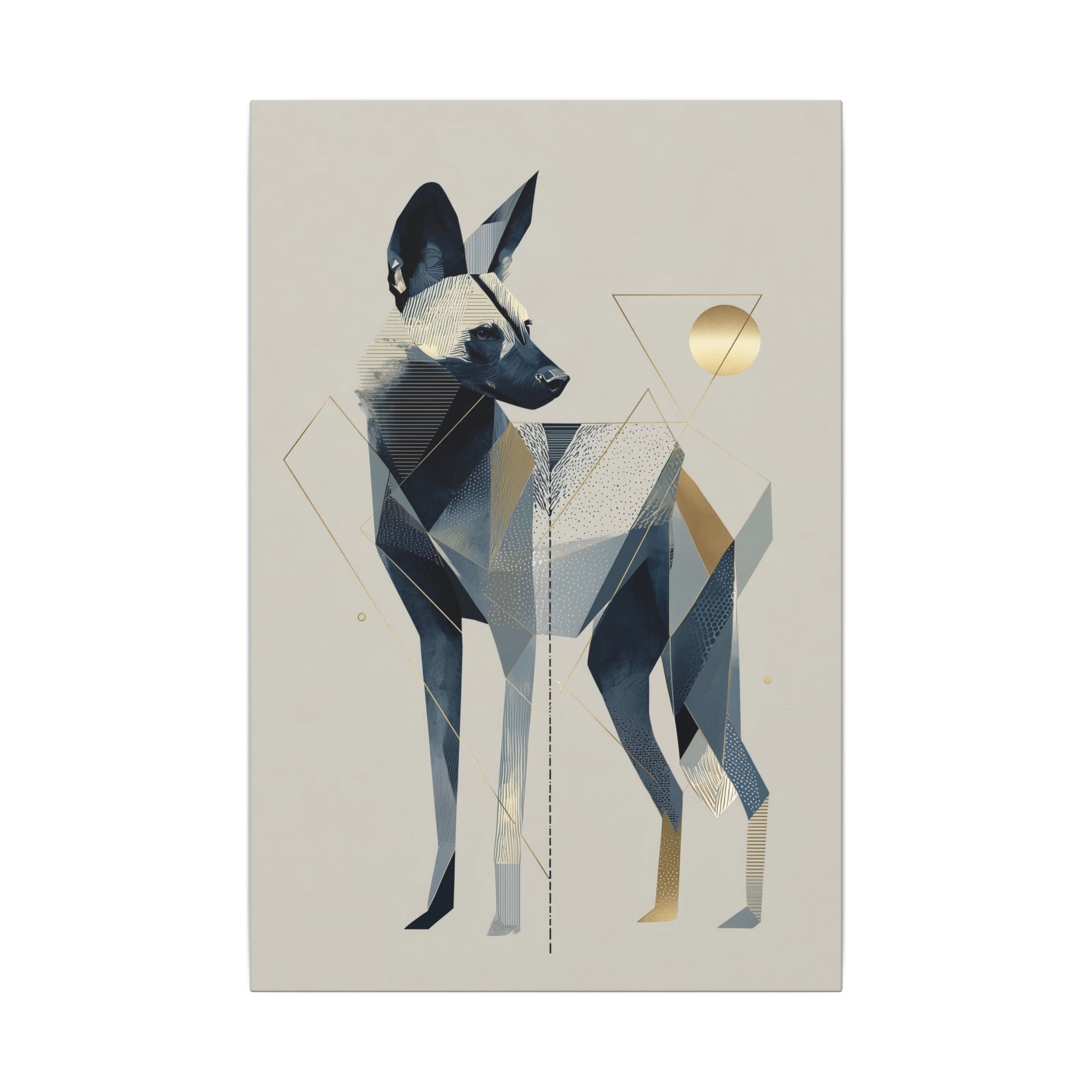 Geometric Canine: Abstract Dog Portrait, Modern Graphic Design, Metallic Blue Composition   |  Personalized & Custom Orders Available