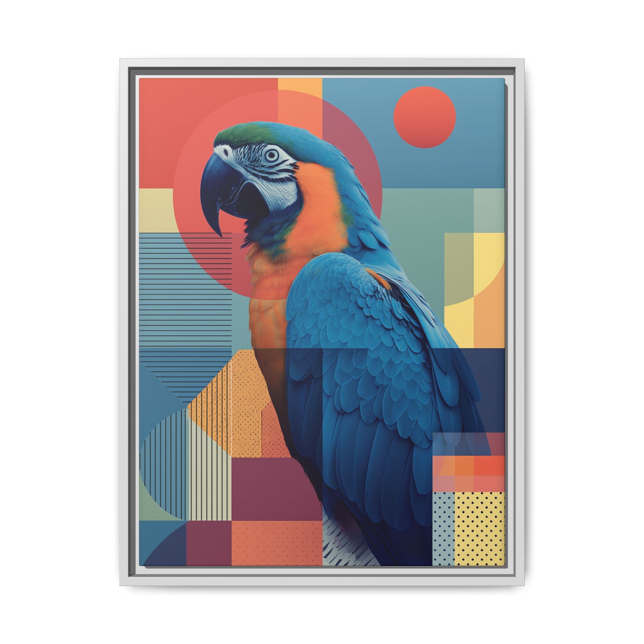 Geometric Macaw: Prismatic Wildlife Fusion, Modern Abstract Composition   |    Custom Orders Available