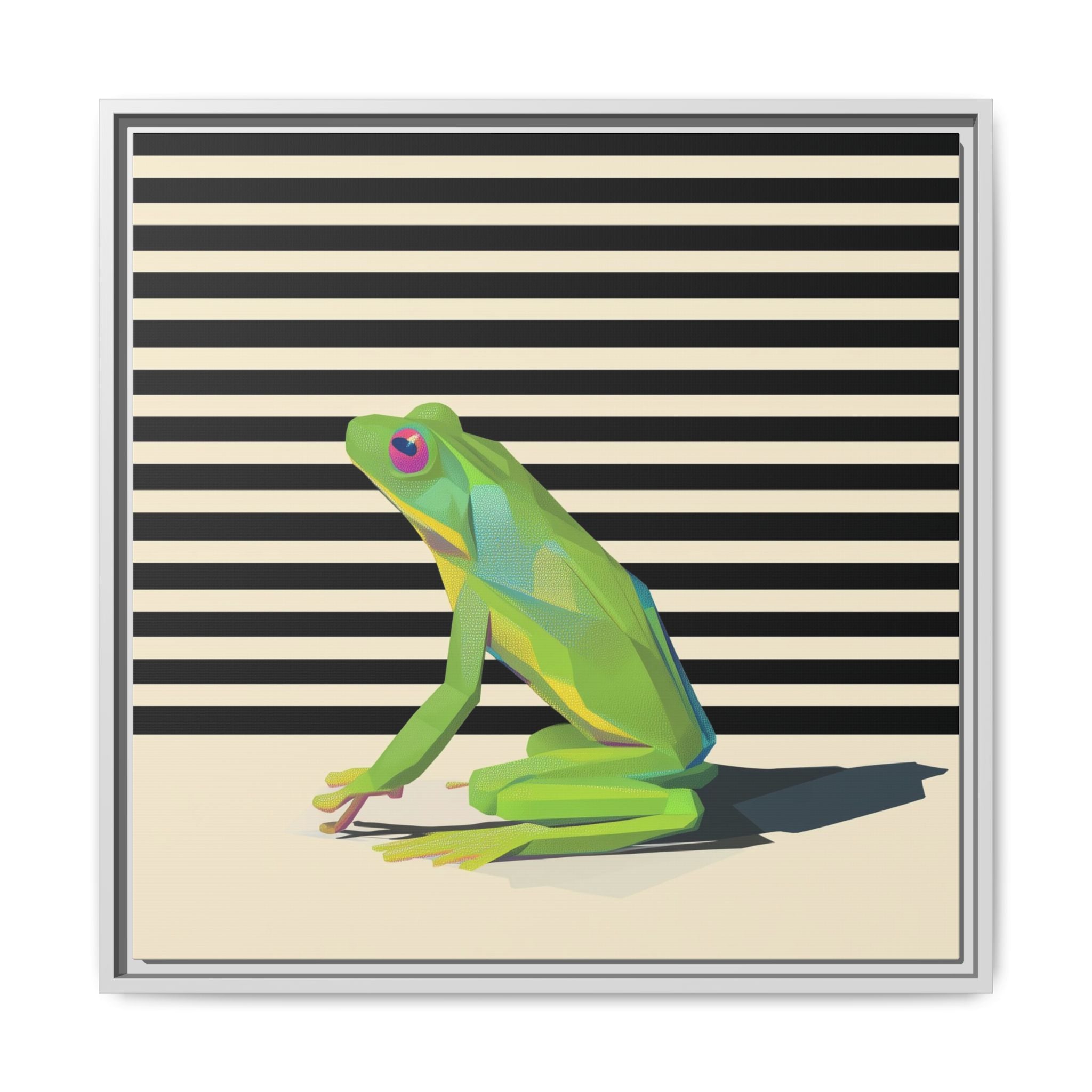 Stylized Frog Portrait Framed Print , Minimalist Pop Art Design   |  Personalized & Custom Orders Available