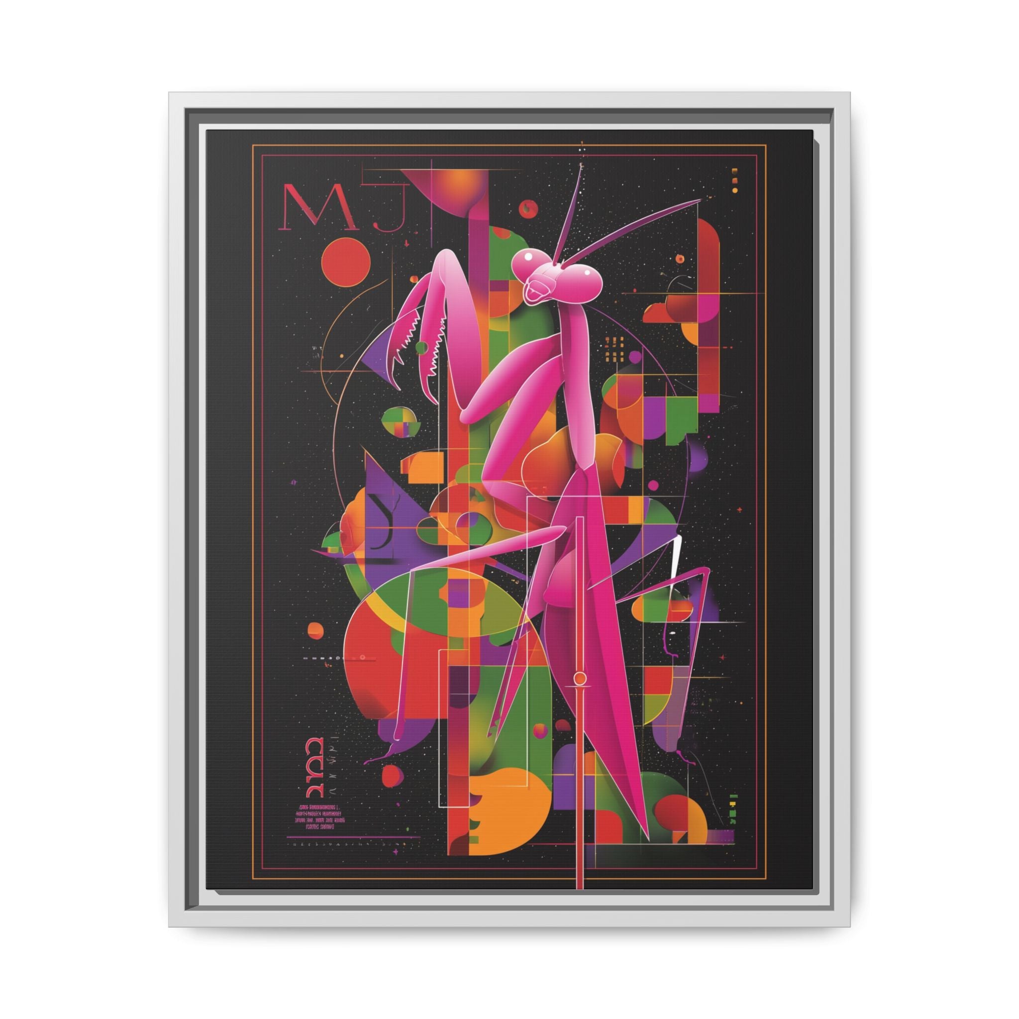 Geometric Mantis Framed Print : Starry Night Abstract, Graphic Design Poster   |  Personalized & Custom Orders Available