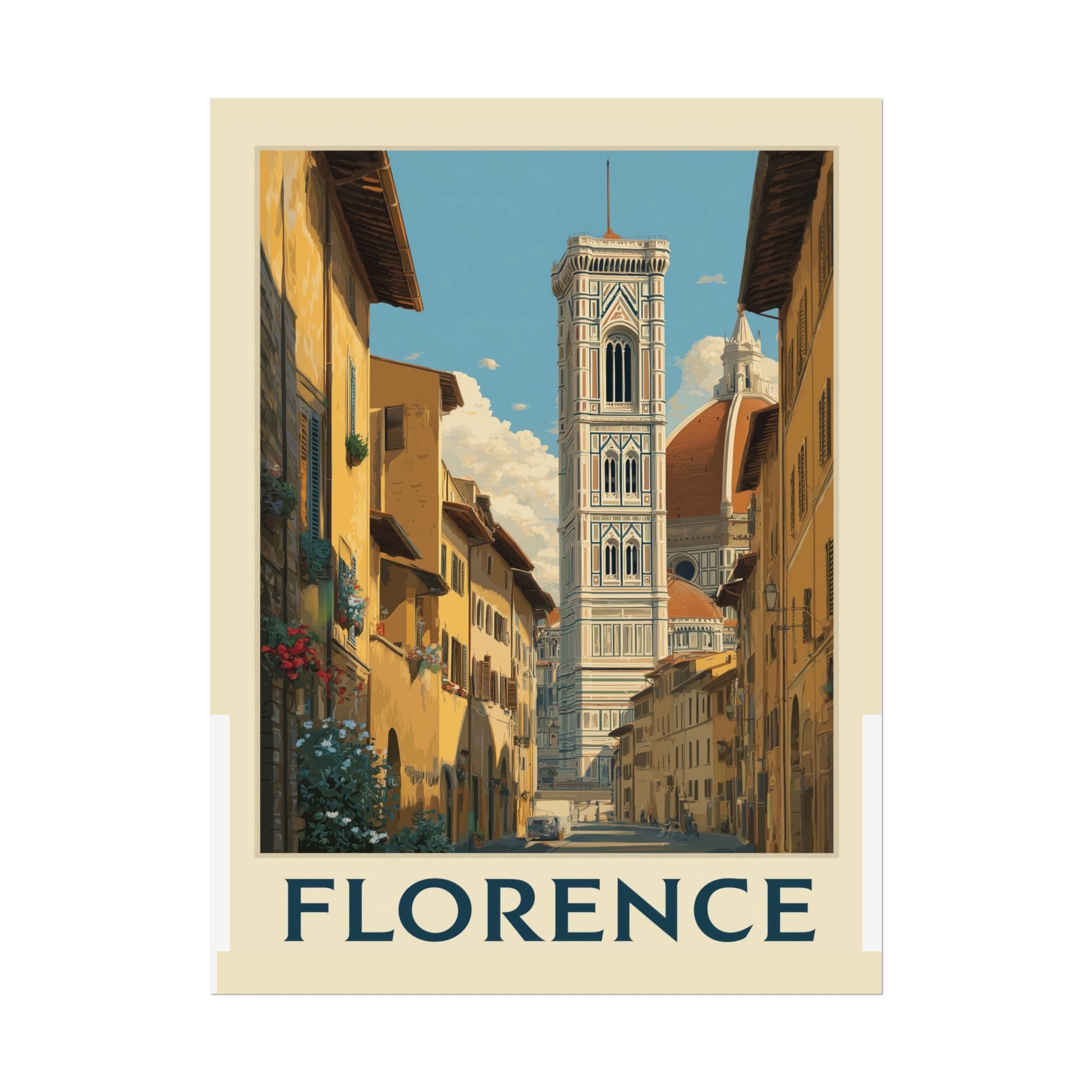 Florentine Reverie: Vintage Travel Poster of Italy, Renaissance Cityscape   |    Custom Orders Available