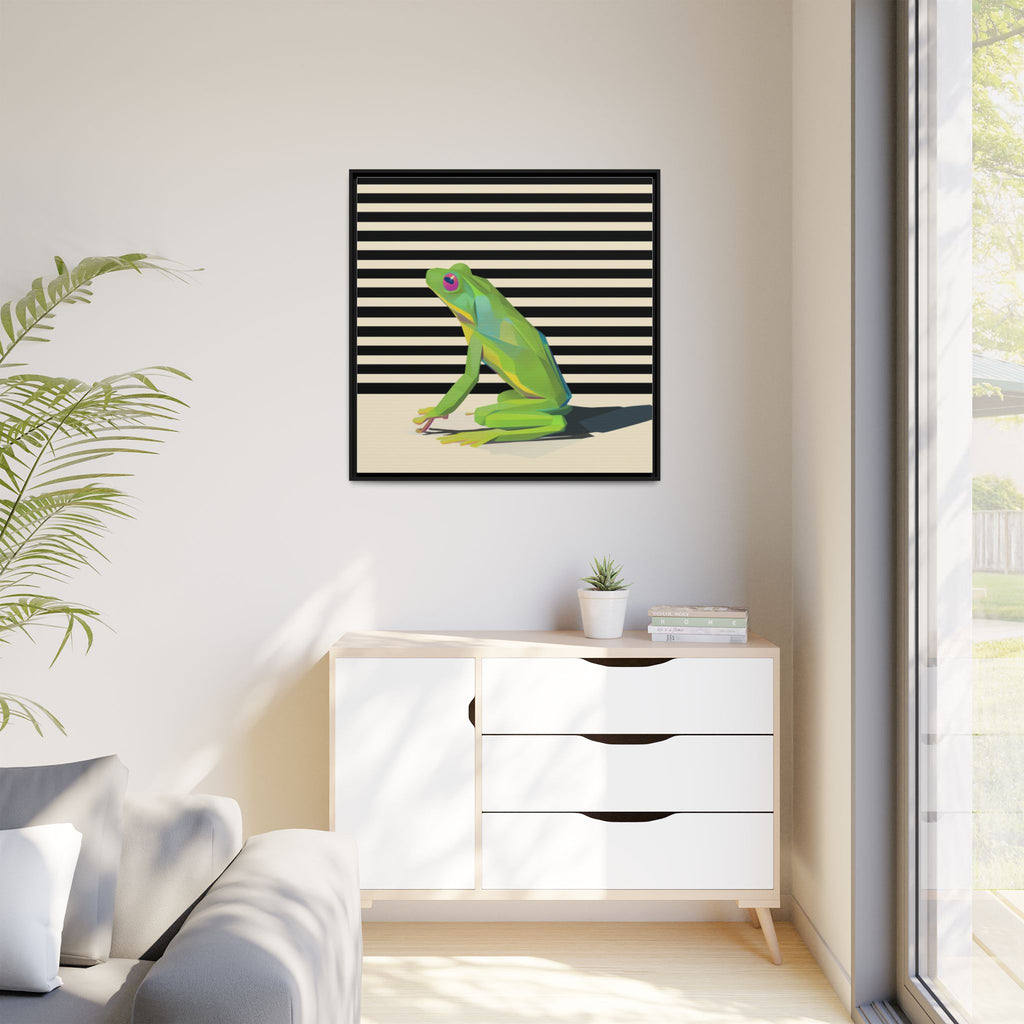 Stylized Frog Portrait Framed Print , Minimalist Pop Art Design   |  Personalized & Custom Orders Available