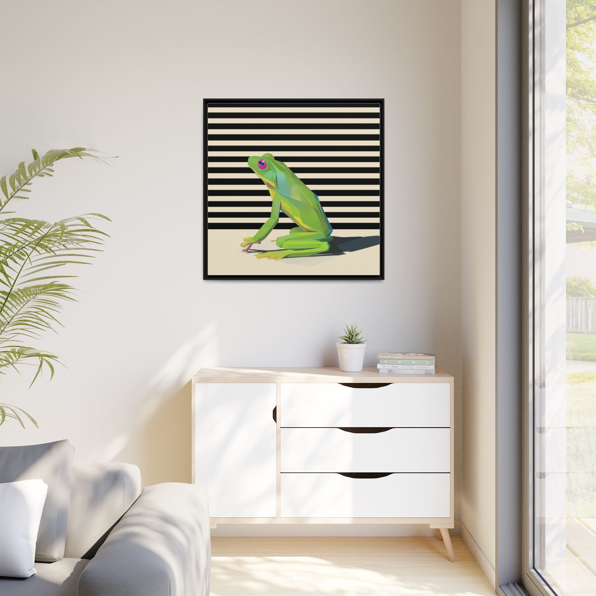 Stylized Frog Portrait Framed Print , Minimalist Pop Art Design   |  Personalized & Custom Orders Available