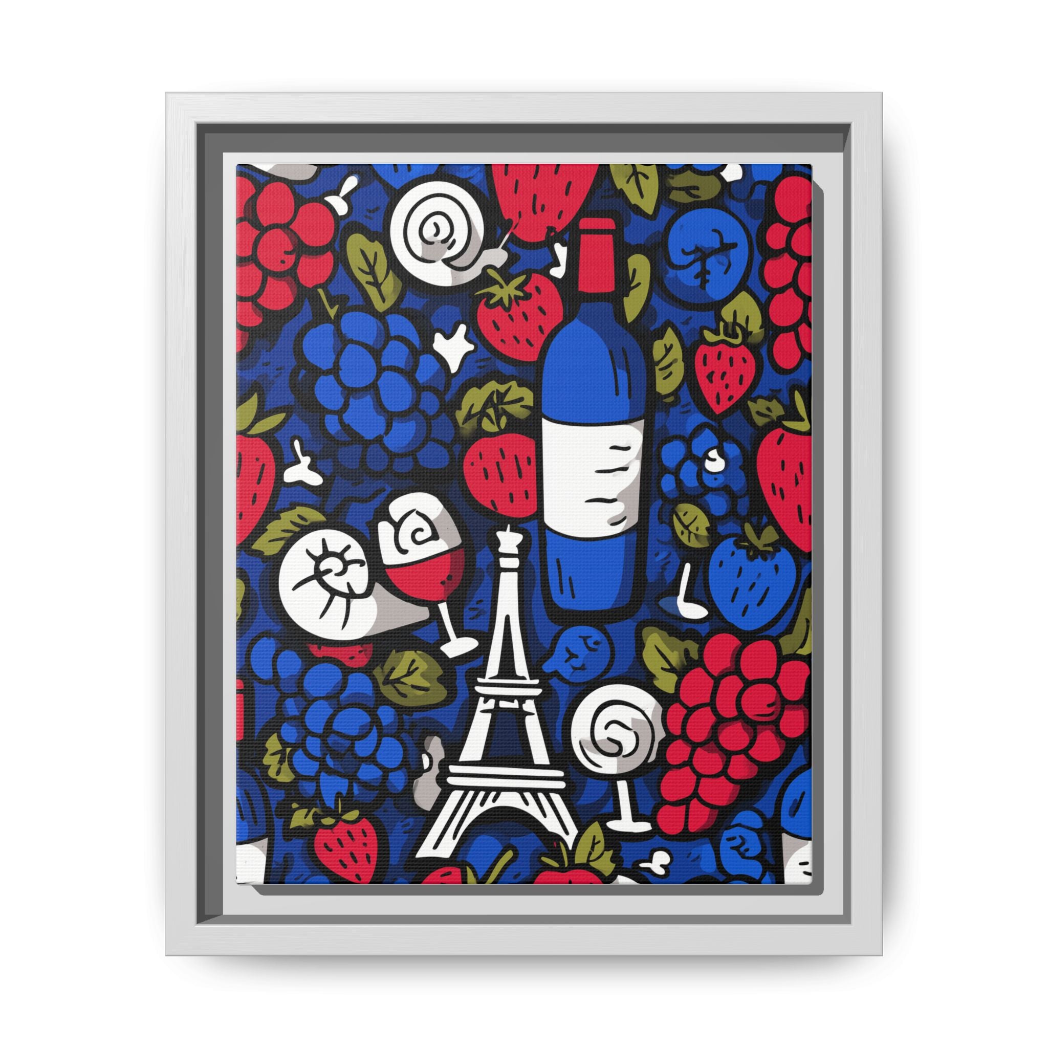 French Wine & Fruit Matte Canvas Art — Framed Paris Kitchen Print