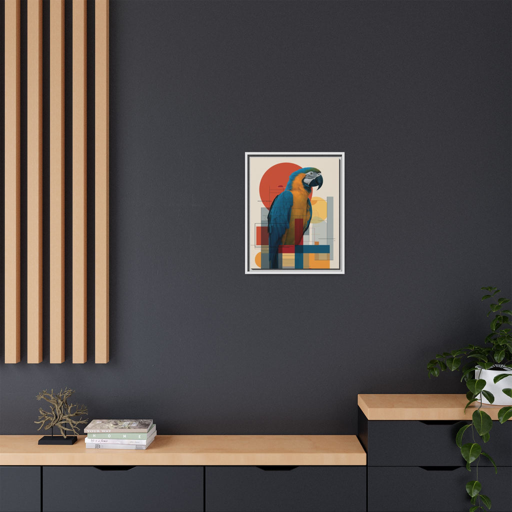 Macaw in Geometric Harmony: Modern Avian Portrait, Architectural Abstract Composition   |    Custom Orders Available