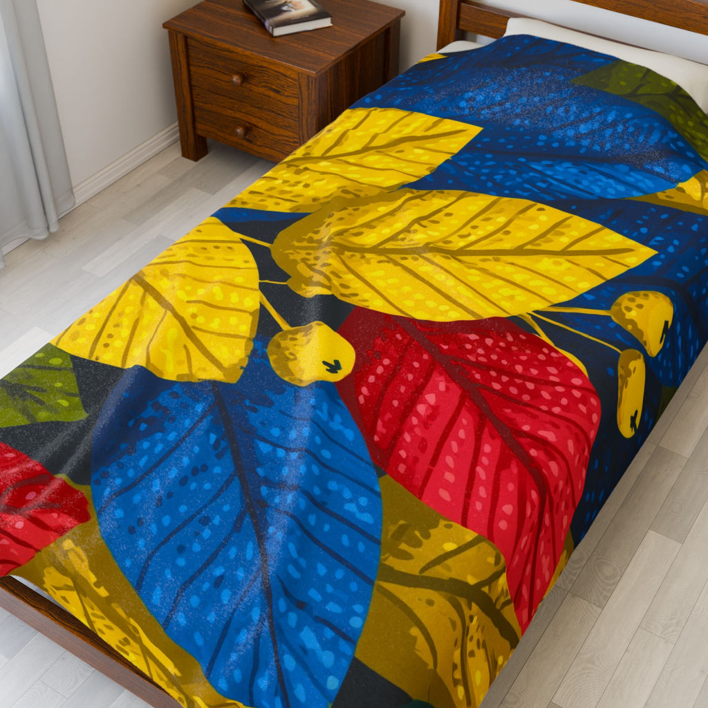 Foliage Fusion Quilt Doona Duvet Cover : Botanical Graphic Design, Vibrant Leaf Composition   |   Custom Orders Accepted