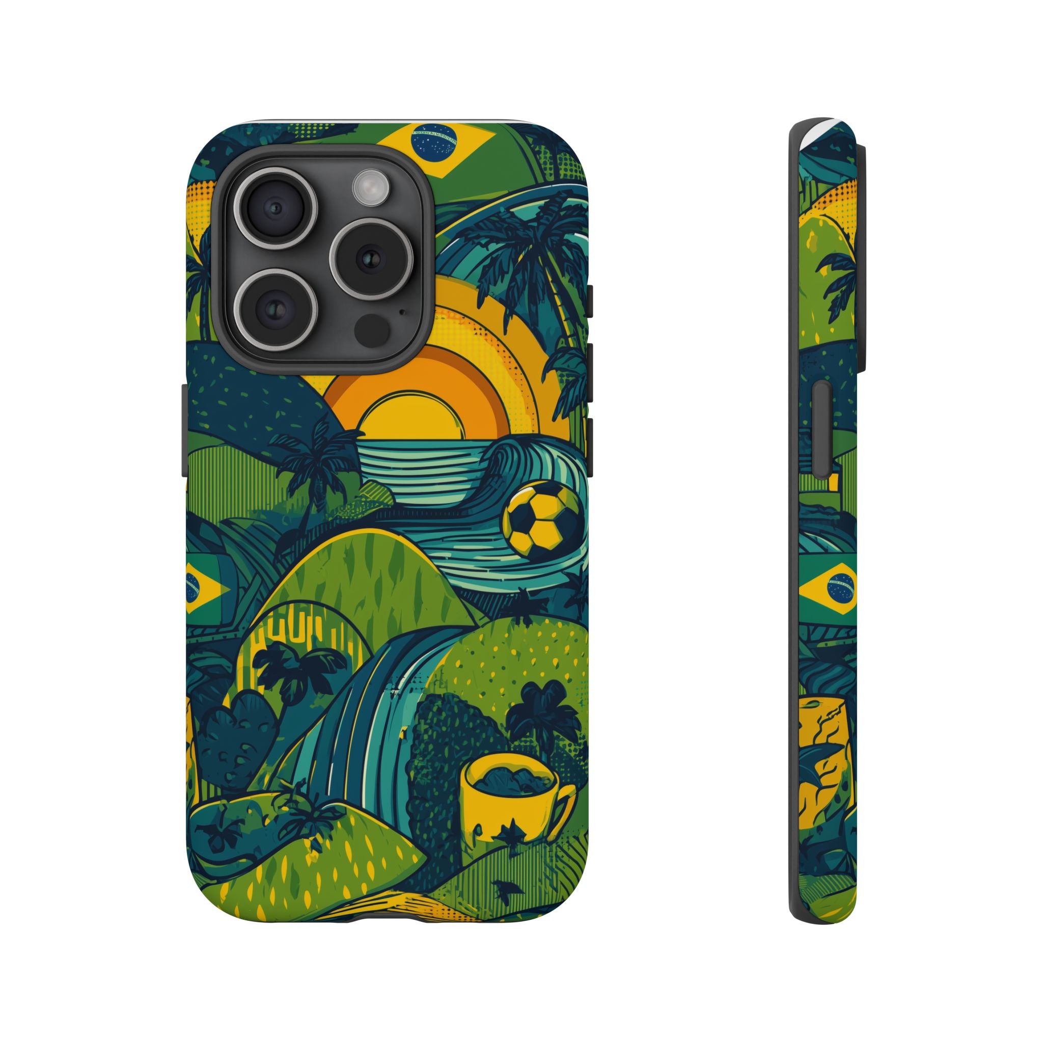 Brazil Tough Cases: Sporty Tropical Phone Case, Fun Beach Vibe Phone Accessory, Summer Travel Gift, Colorful Phone Cover, Casual Style Tech