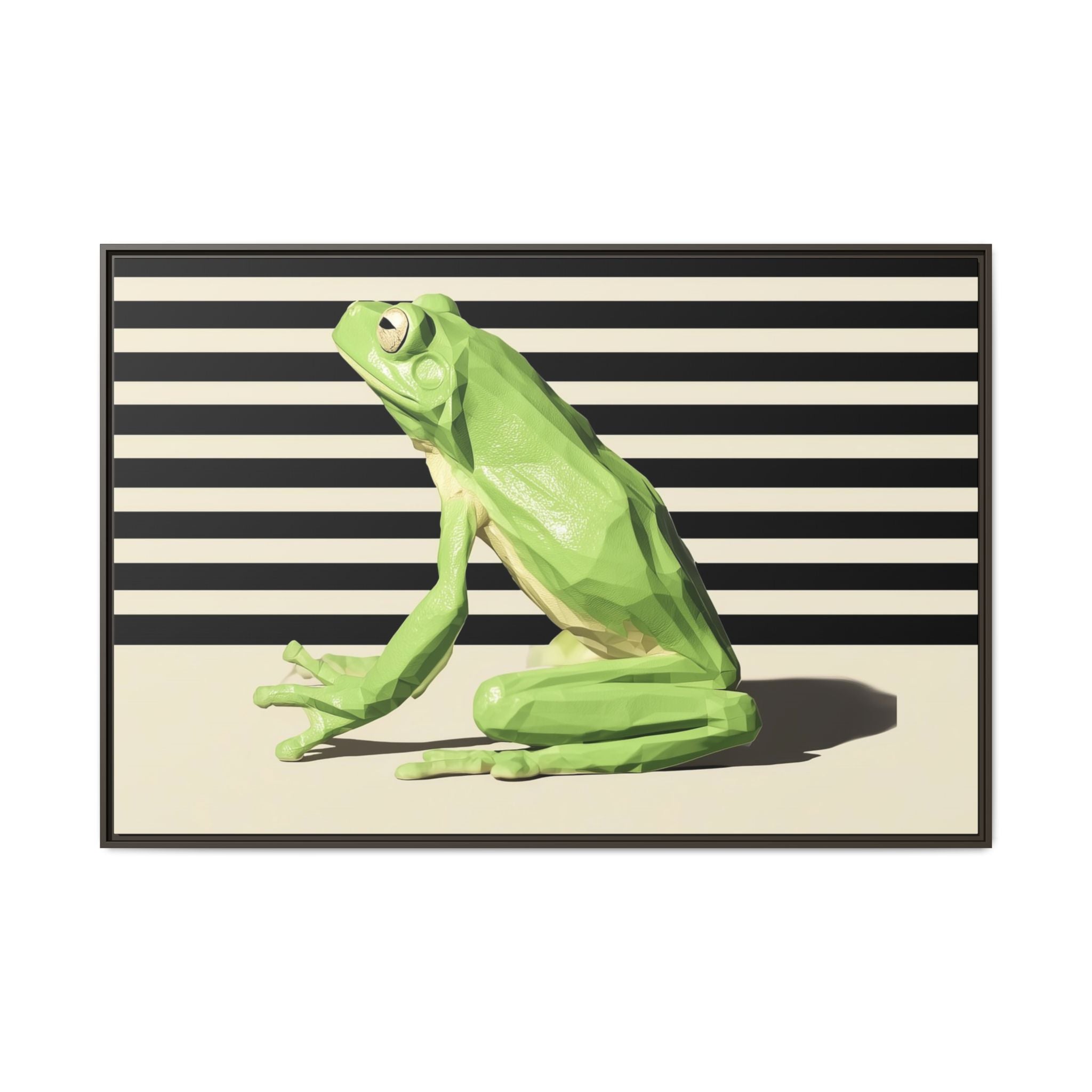 Geometric Frog Framed Print : Low-Poly Amphibian Design, Contemporary Minimalist Art   |  Personalized & Custom Orders Available