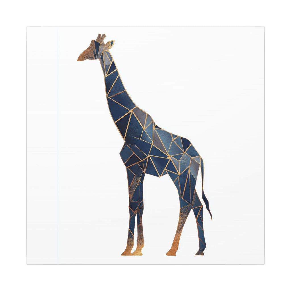 Prismatic Giraffe: Geometric Wildlife Art, Modern Mosaic Deconstruction, Angular Blue and Bronze Composition   |  Personalized & Custom