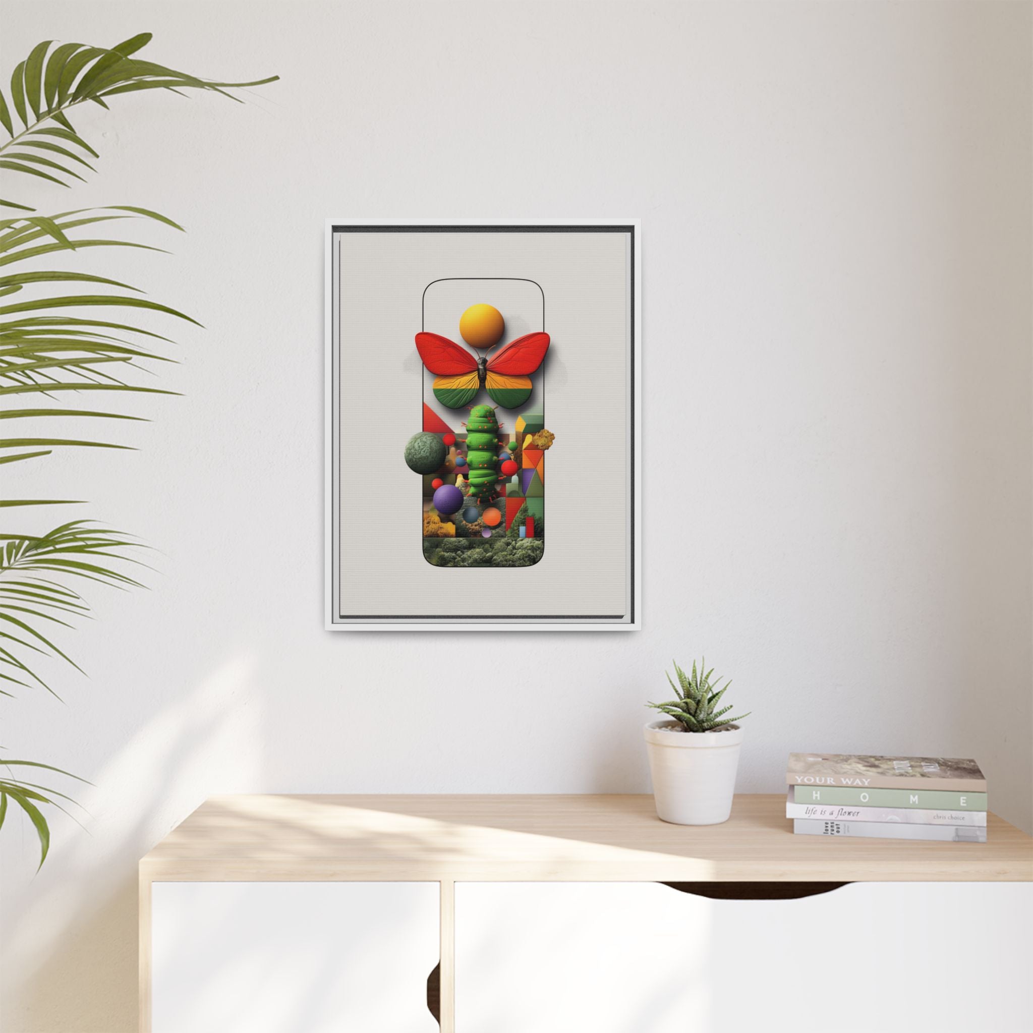 Metamorphosis Framed Print : Geometric Nature Transformation, Vibrant Butterfly Composition   |  Personalized & Custom Orders Available
