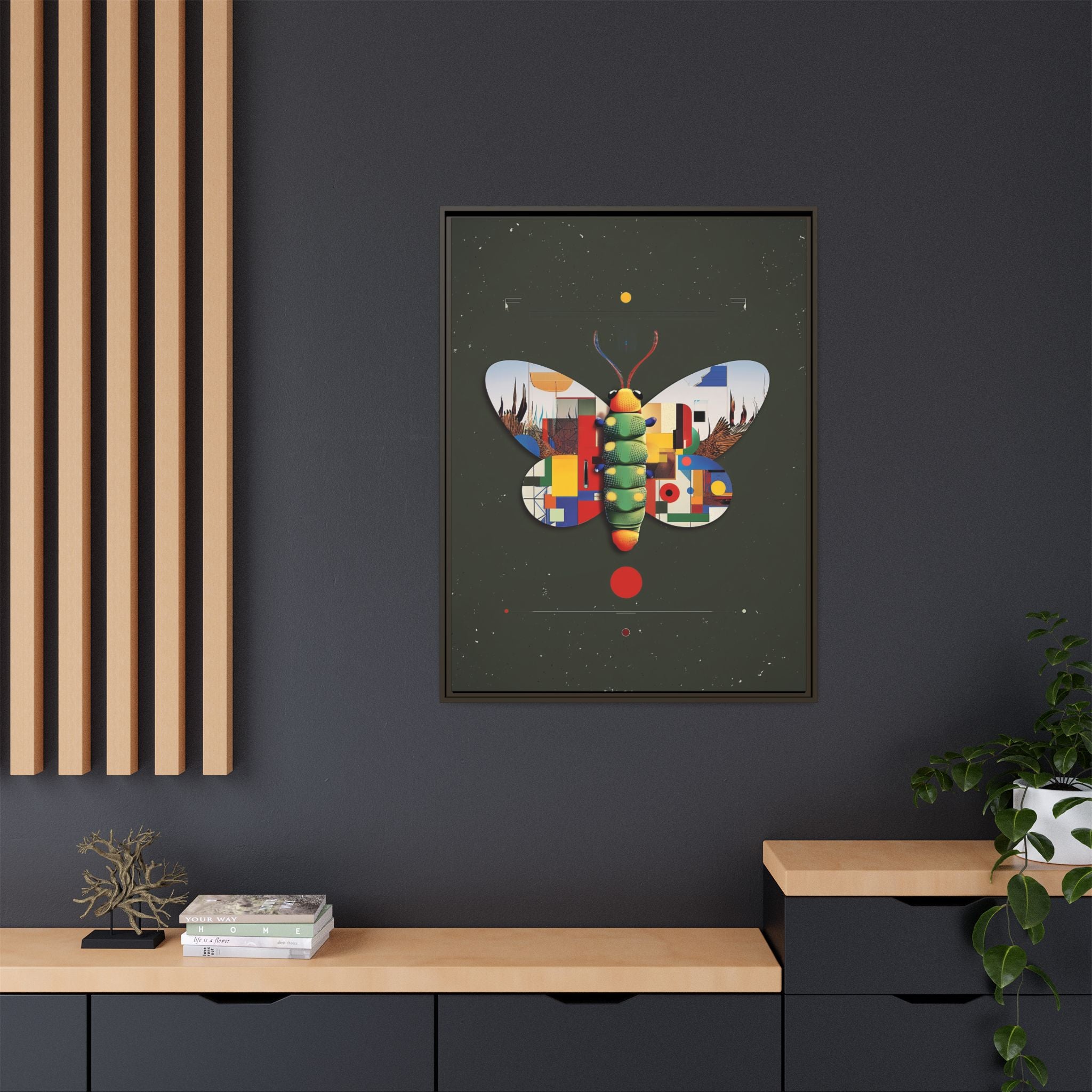 Geometric Butterfly Framed Print : Digital Cubist Interpretation, Modernist Entomological Design   |  Personalized & Custom Orders Available