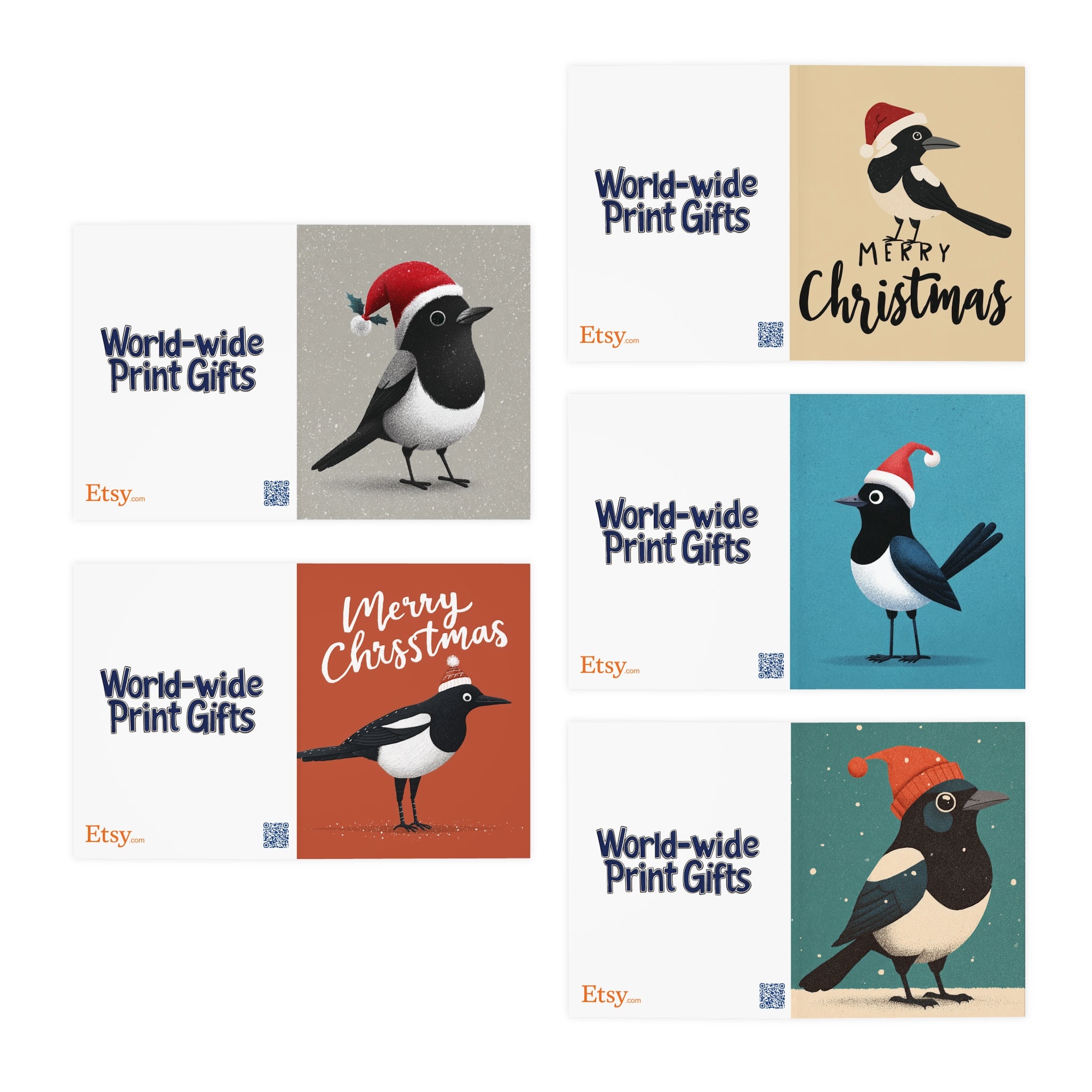 Cute Magpie Bird Greeting Cards for All Occasions, Holiday Card Set, Birthday Wishes, Thank You Notes, Kids Greeting Cards, Animal Love
