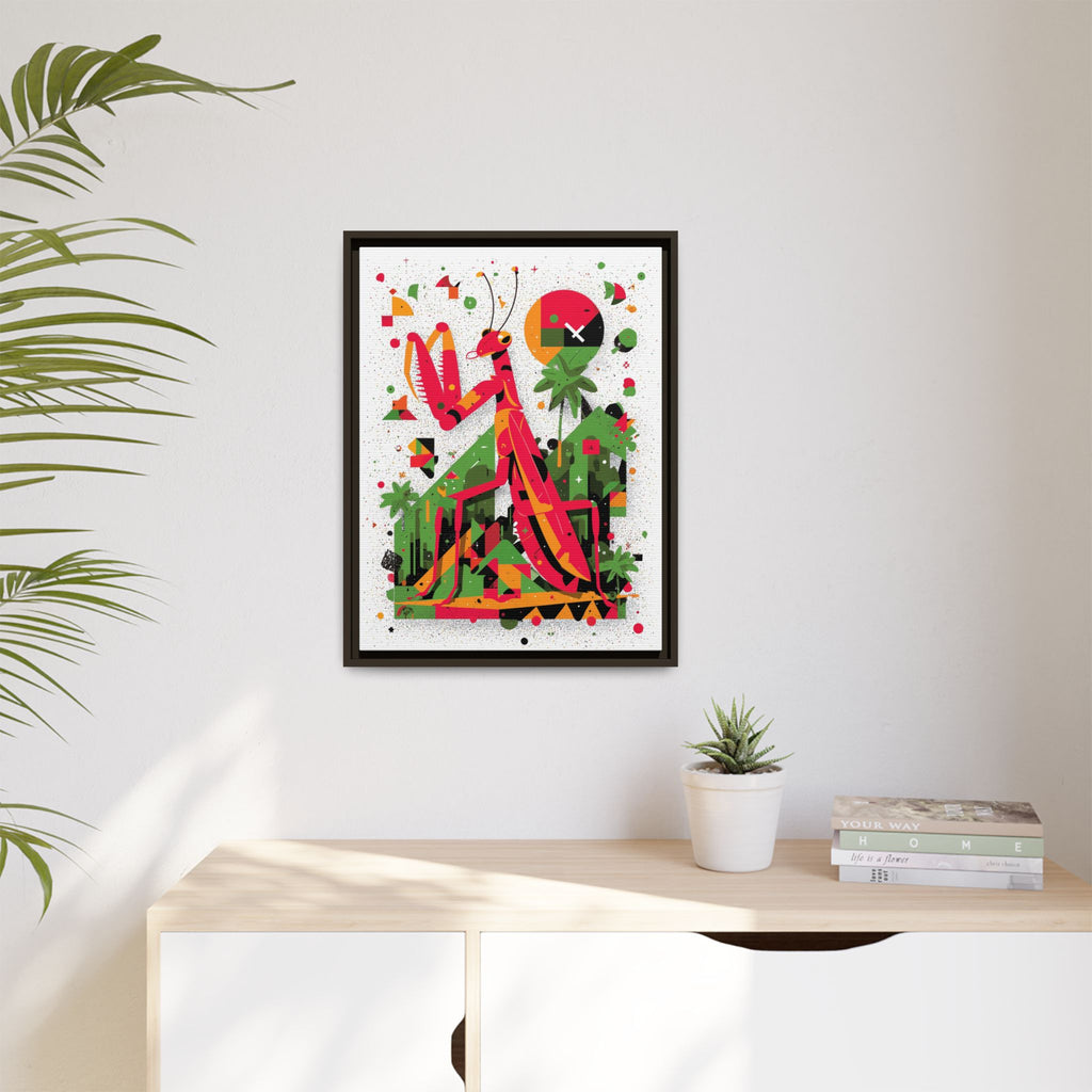 Praying Mantis Framed Print Geometric : Abstract Modernist Insect Art, Graphic Design Composition   |   Custom Orders Available