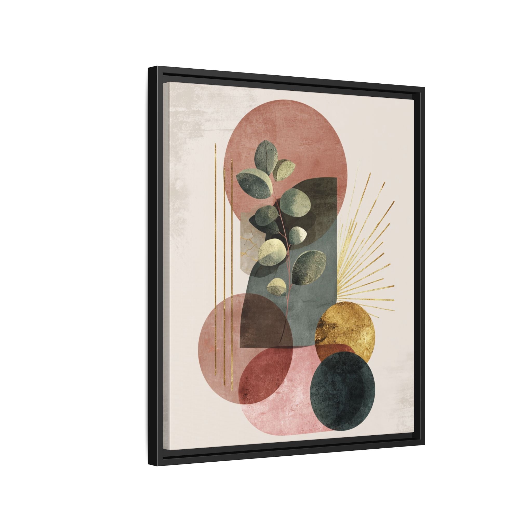 Botanical Geometric Symphony: Eucalyptus Harmony, Metallic Intersections, Modern Earth Tones   |   Custom Orders Accepted