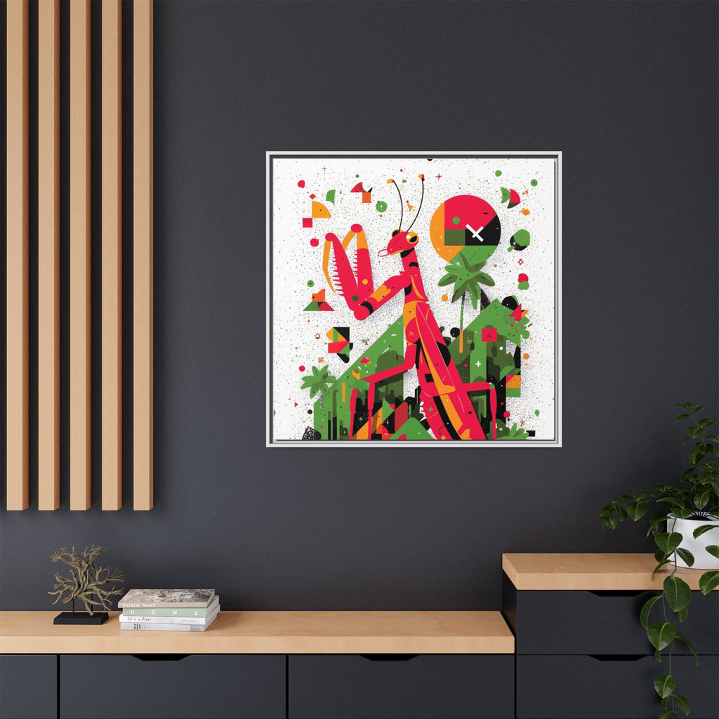 Praying Mantis in Bloom: Geometric Insect Portrait, Abstract Digital Illustration   |    Custom Orders Available