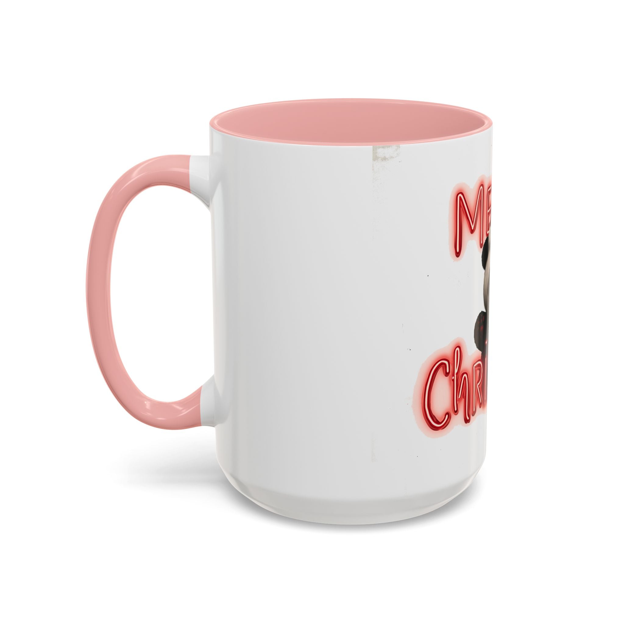 Holiday Panda Cheer: Festive Cartoon Christmas Graphic, Neon Typography Design, Cute Animal Illustration